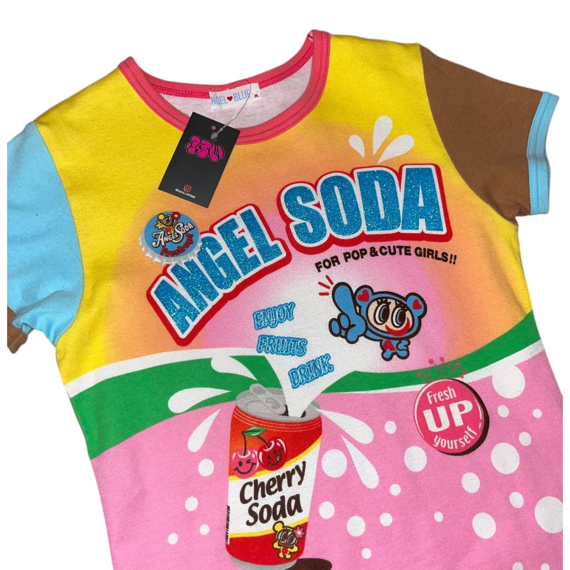 ANGEL♥︎BLUE 엔젤스블루 글리터프린팅 반팔티 키치갸루 상품이미지2