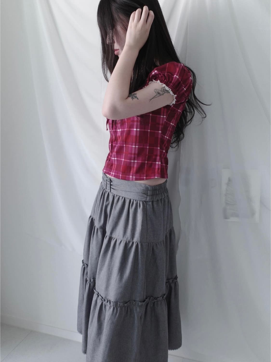 올아카이브 빈티지 체크 레이스 블라우스 레드 브랜디멜빌 베이비랩 상품이미지5