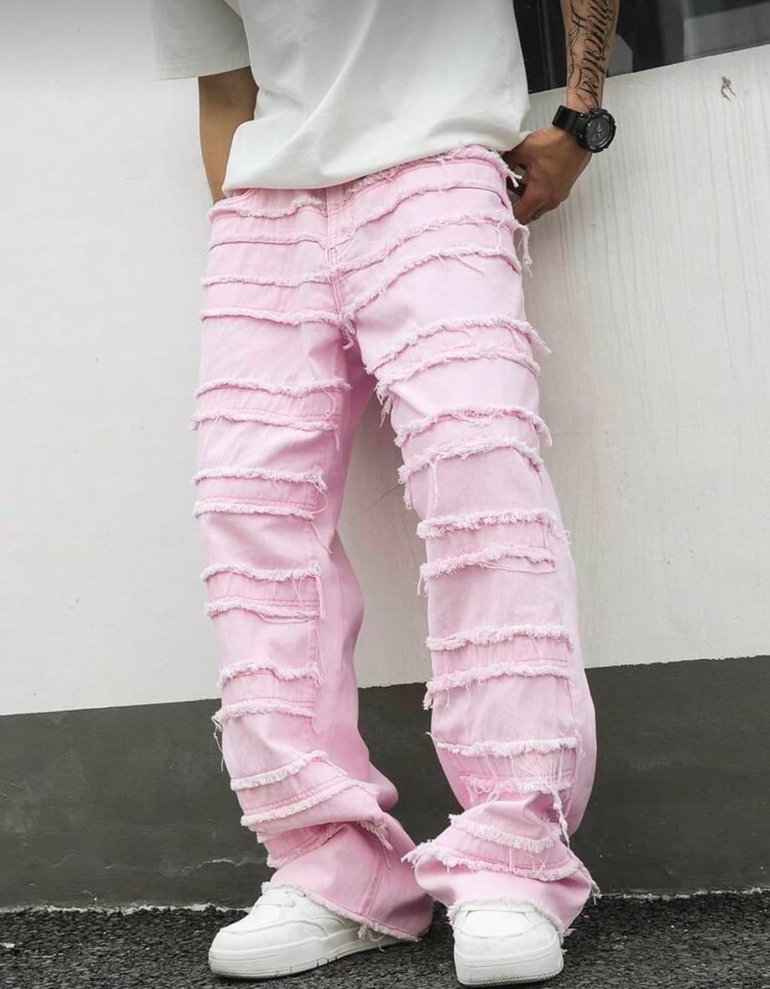 핑크 그런지 데님팬츠 상품이미지2