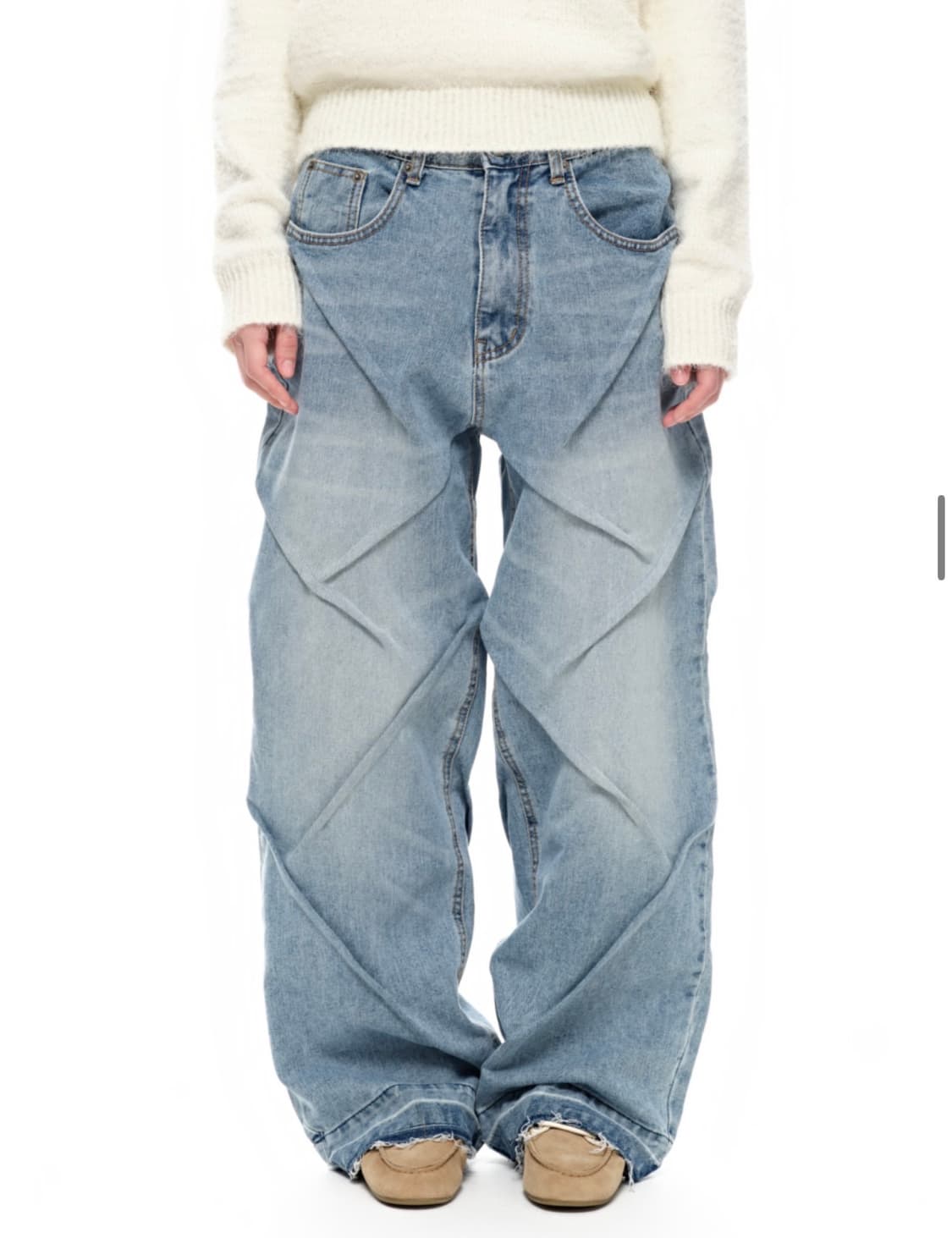 이고프리덤랩 [업사이클] 닙 리플 데님 진스 상품이미지2