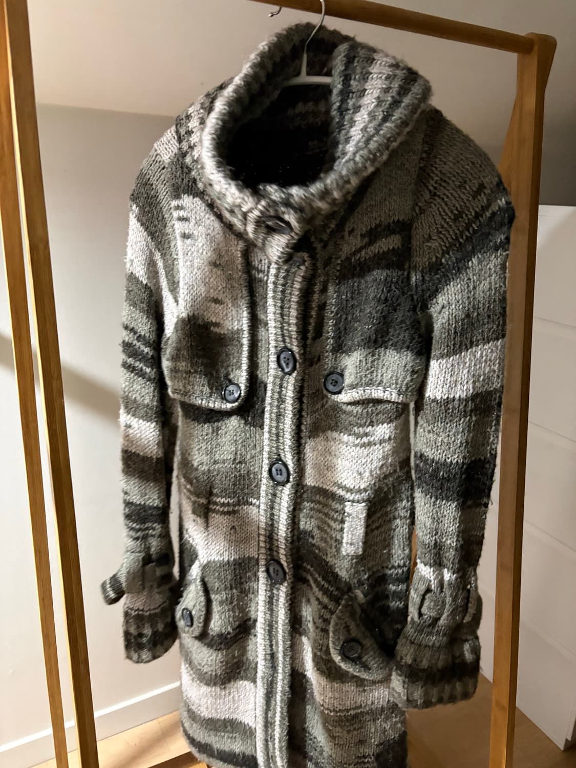 빈티지 모리 너드 무채색 하이넥 가디건 니트원피스 상품이미지2