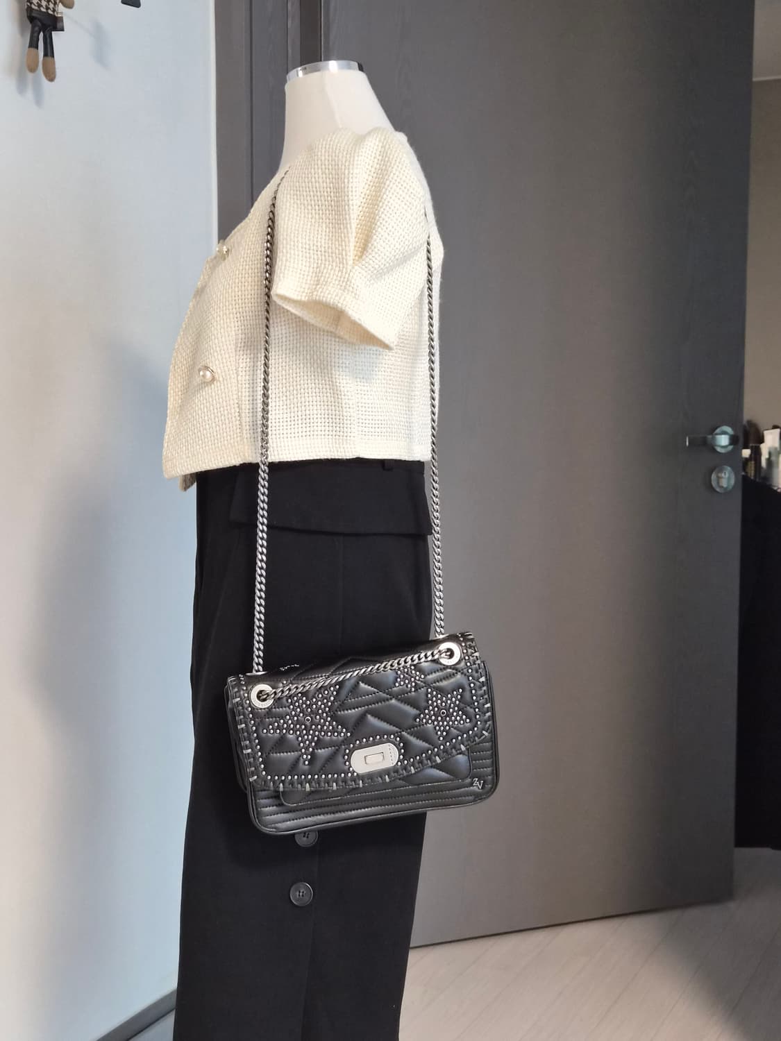 트위드 스퀘어넥 퍼프 크롭 자켓 팔아요 상품이미지5