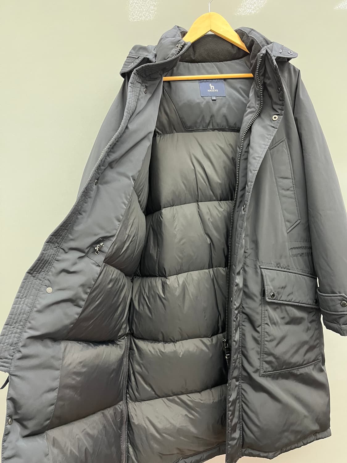 헤지스 블랙 후드 롱 구스패딩 상품이미지9