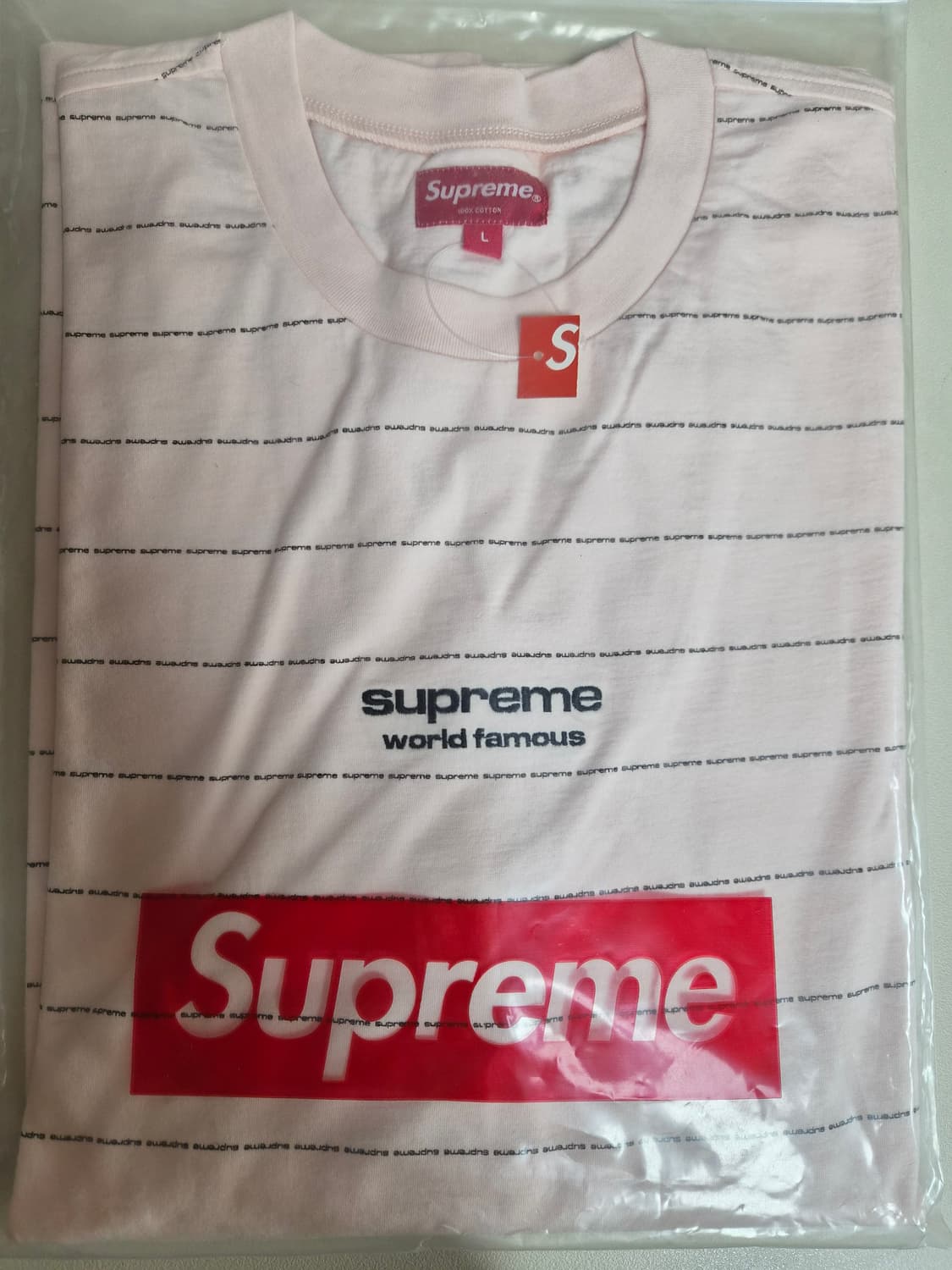 슈프림 정품 슈프림 긴팔티 로고 스트라이프 롱 슬리브 티 상품이미지4