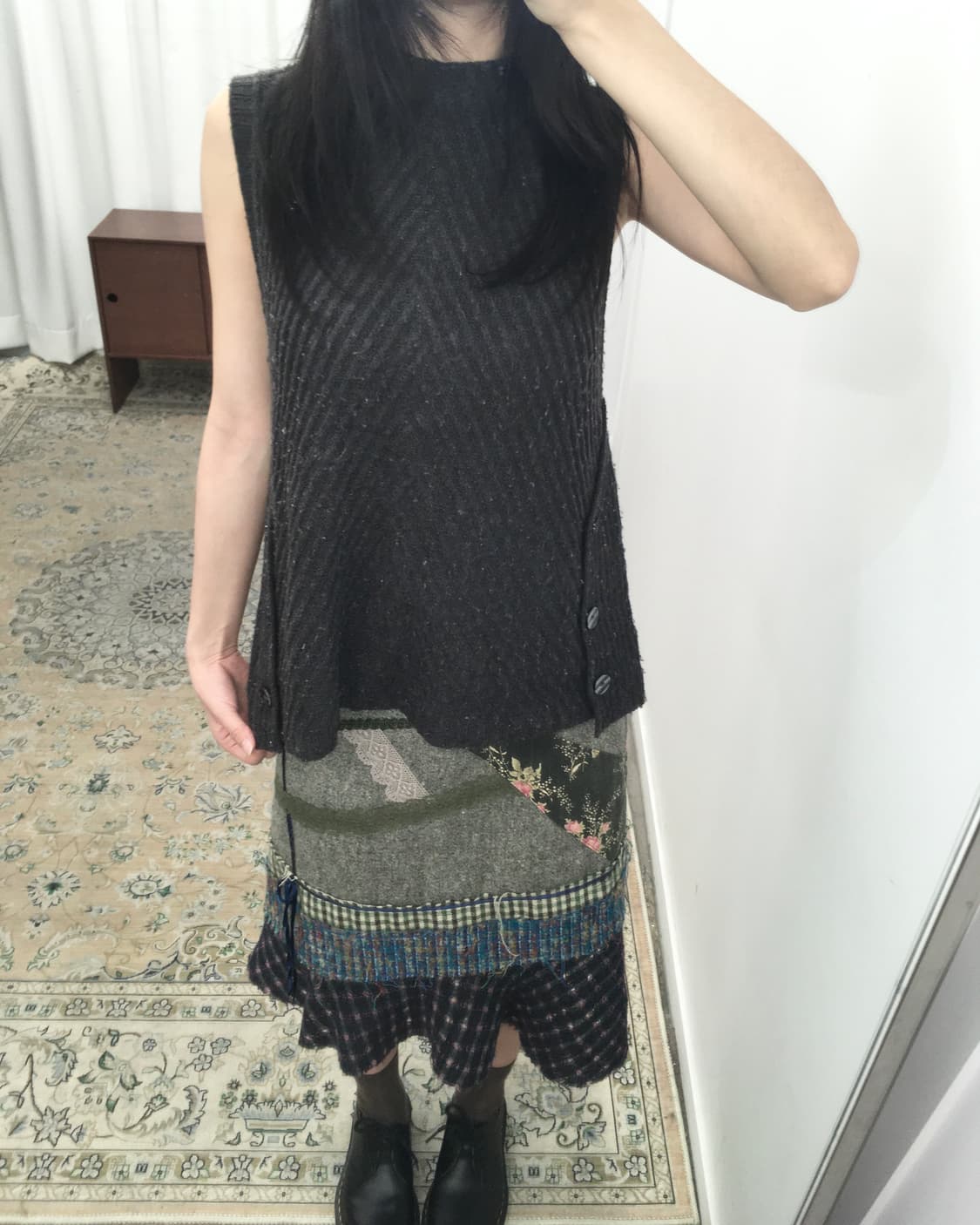 그레이 니트 슬리브리스 상품이미지4