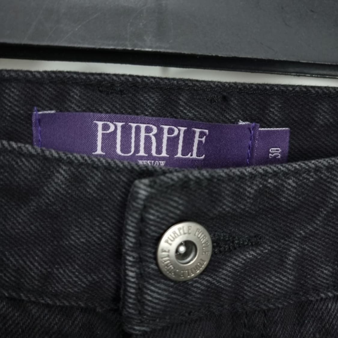 [비슬로우 퍼플] 레더 도킹 바이커 데님 팬츠 청바지 M17993 상품이미지7