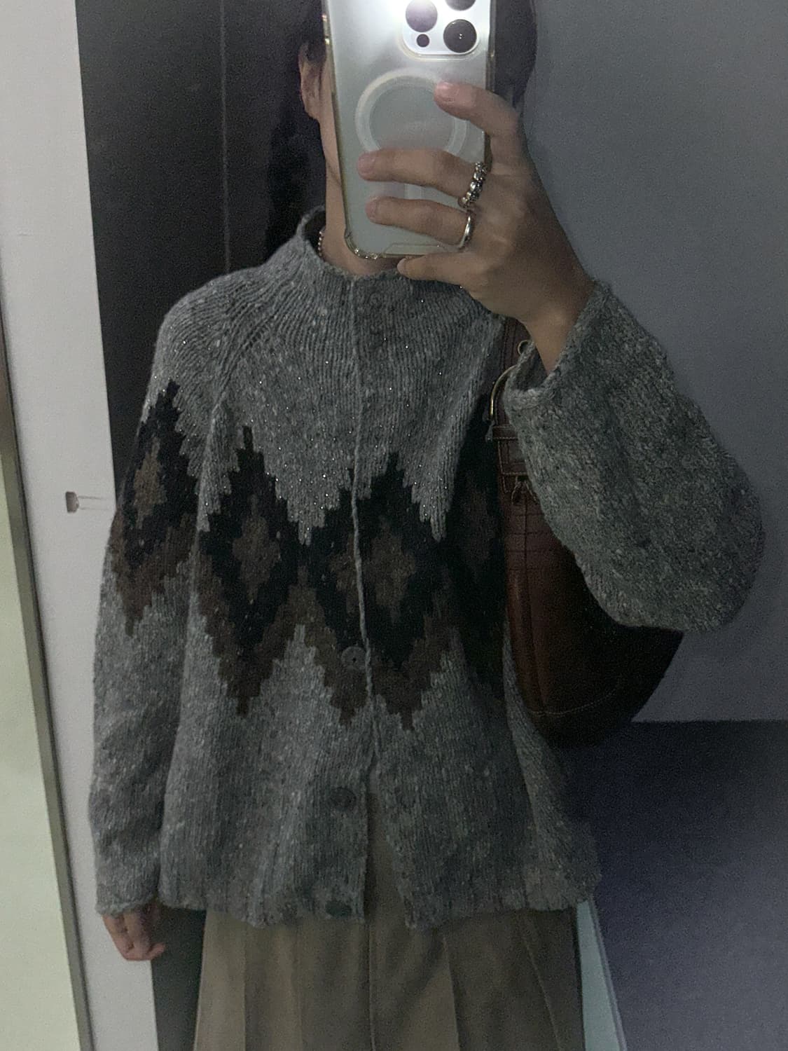 gray argyle knit cardigan 상품이미지8
