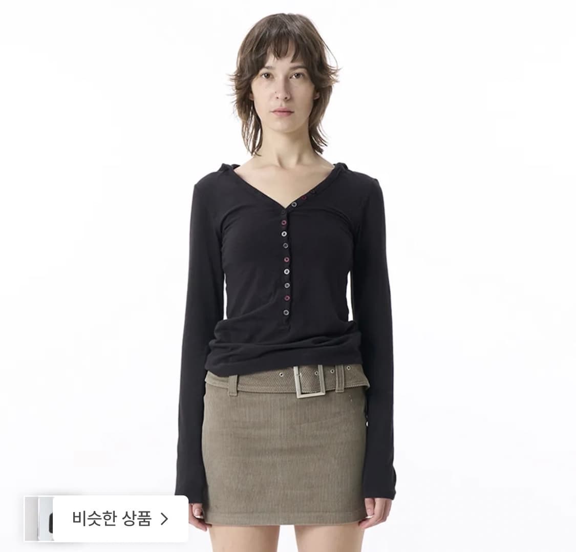 파히섬 버튼 티셔츠 블랙 상품이미지1