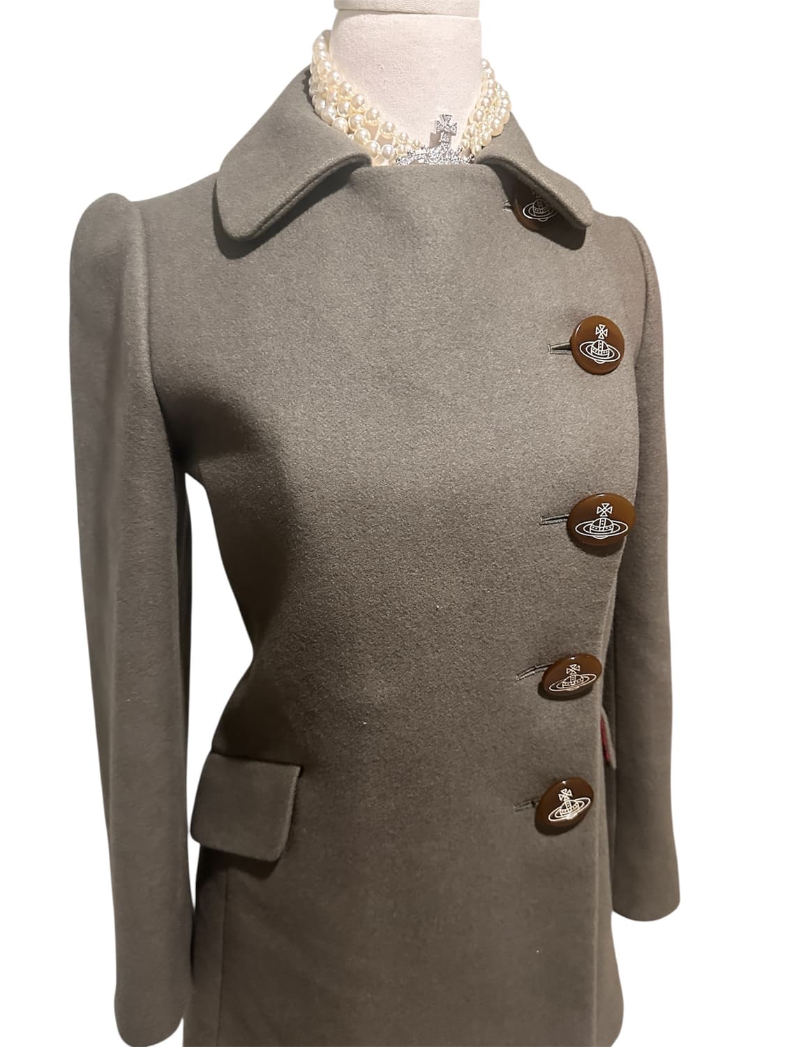 비비안웨스트우드 레드라벨 체크 orb 드레이핑 울코트 상품이미지2