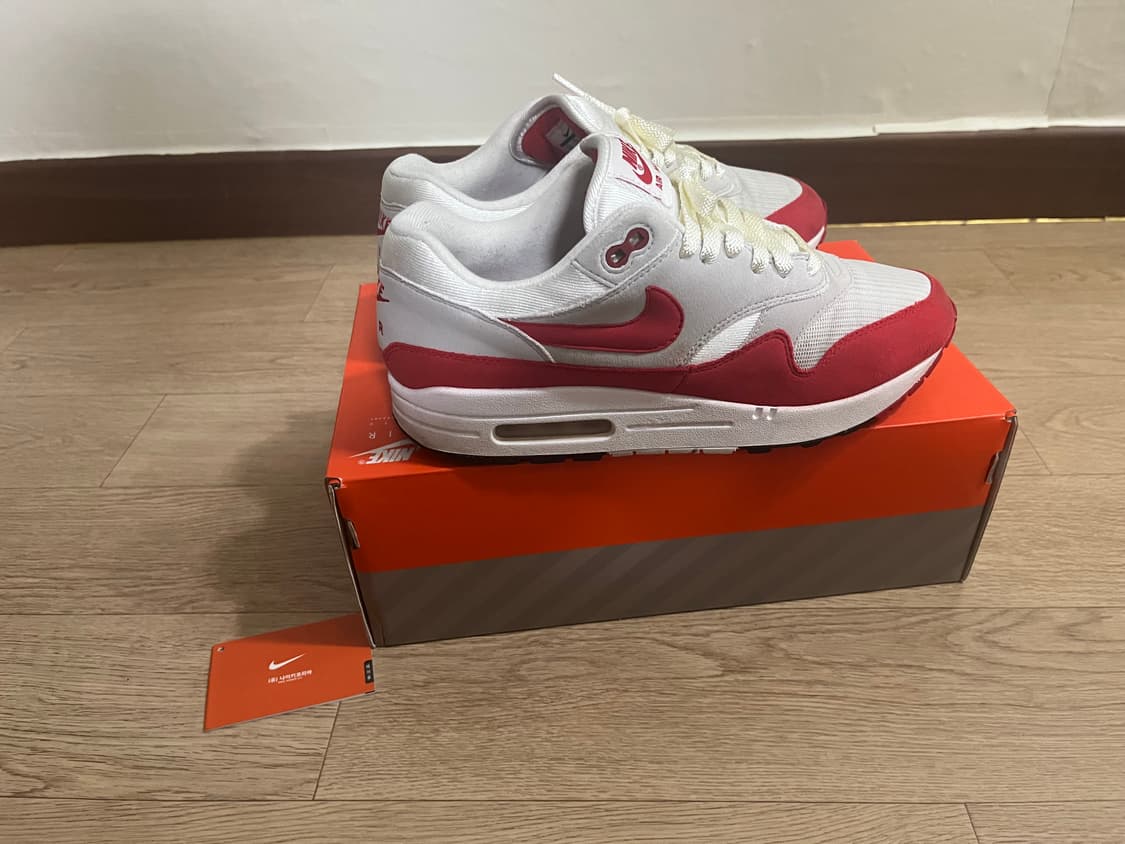 나이키 에어맥스1 화이트/레드 + 박스 265size 상품이미지3