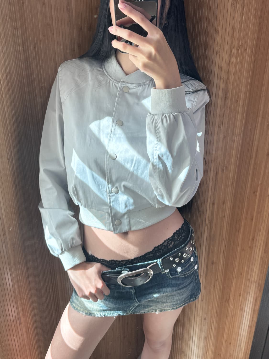 zara 여성 새틴 크롭 블루종 상품이미지2