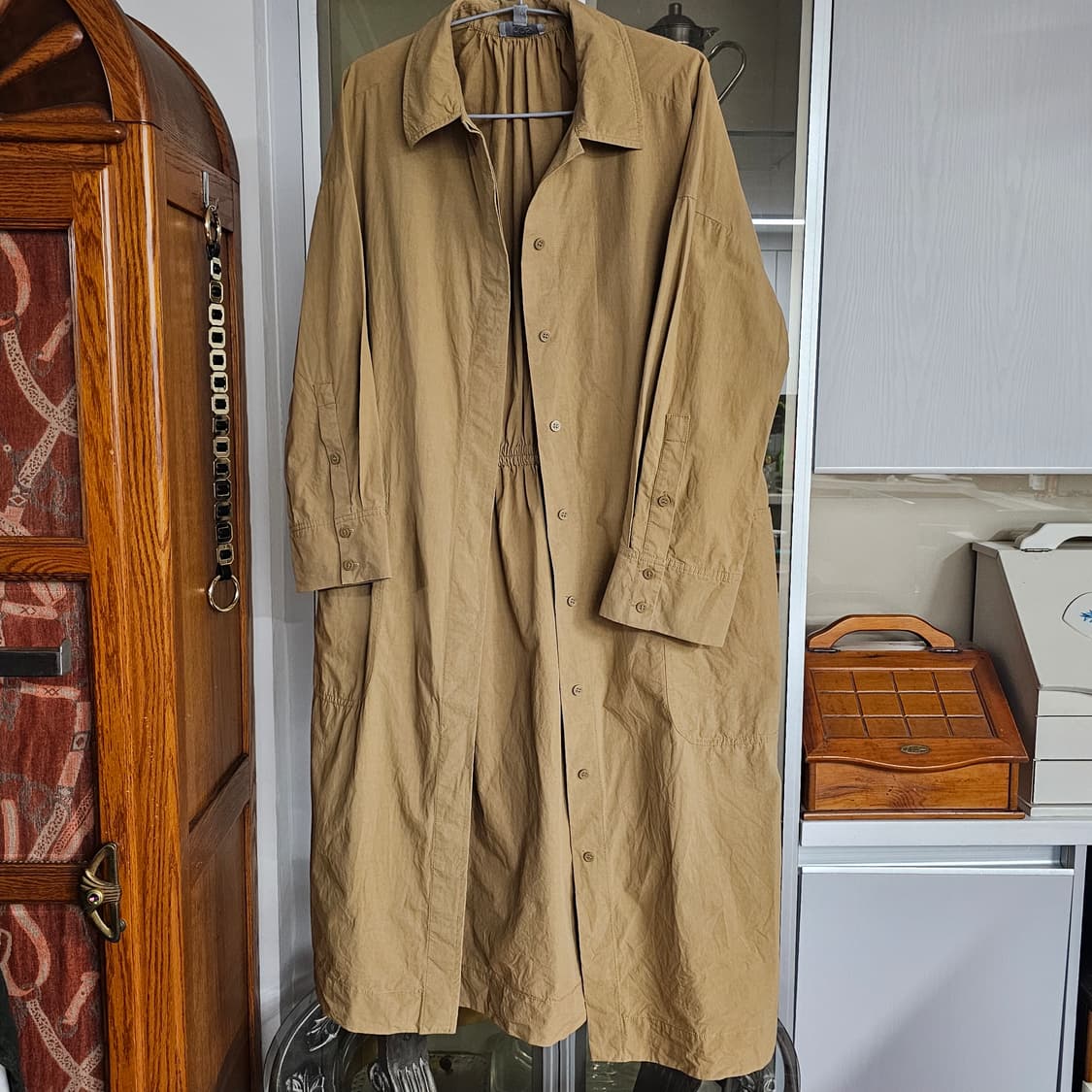 66~77/COS 코스 여성 코튼 롱 트렌치 코트 (카멜/베이지) 상품이미지1