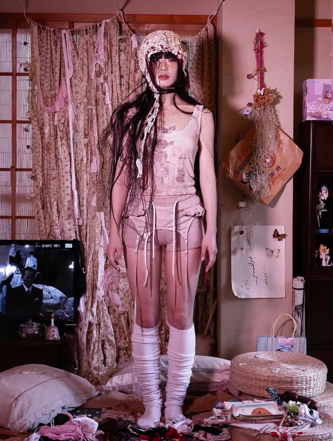 rosakittevine로사킷바인 그런지 레이어드 쇼츠 가터스트랩팬츠태슬 상품이미지9