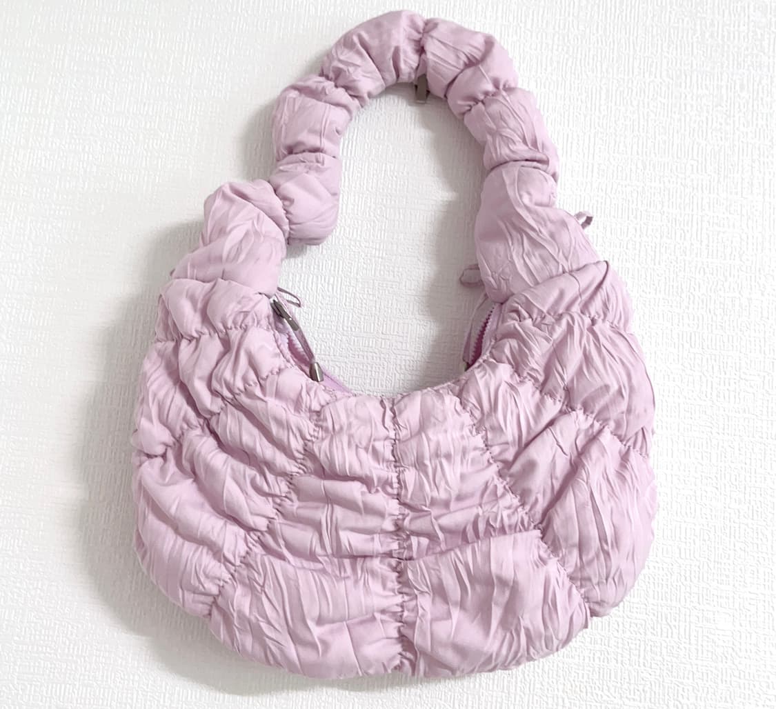 미니 플리츠 리본 호보백 베이비핑크 상품이미지2