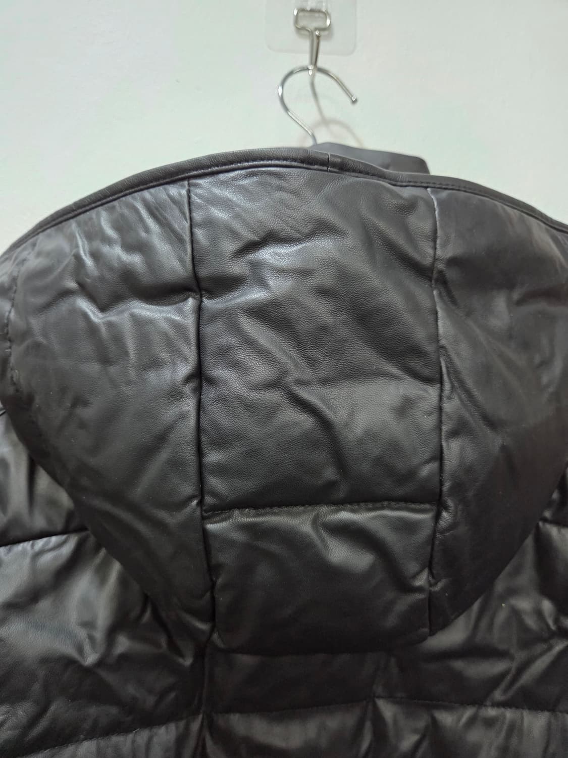 블랙 가죽 덕다운 패딩 점퍼 후드 탈부착 상품이미지6