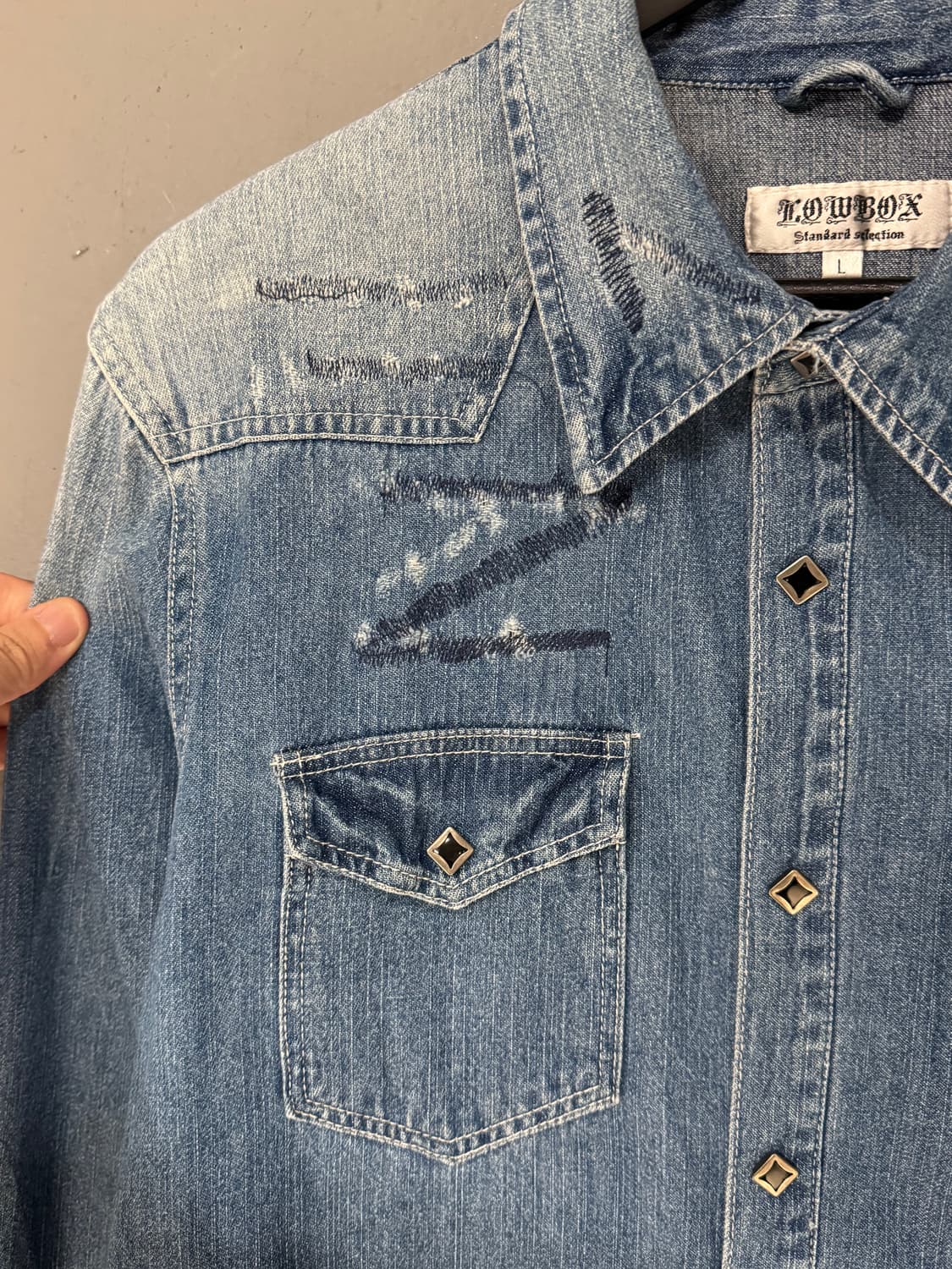 로우박스 그런지 웨스턴 데님셔츠  상품이미지6