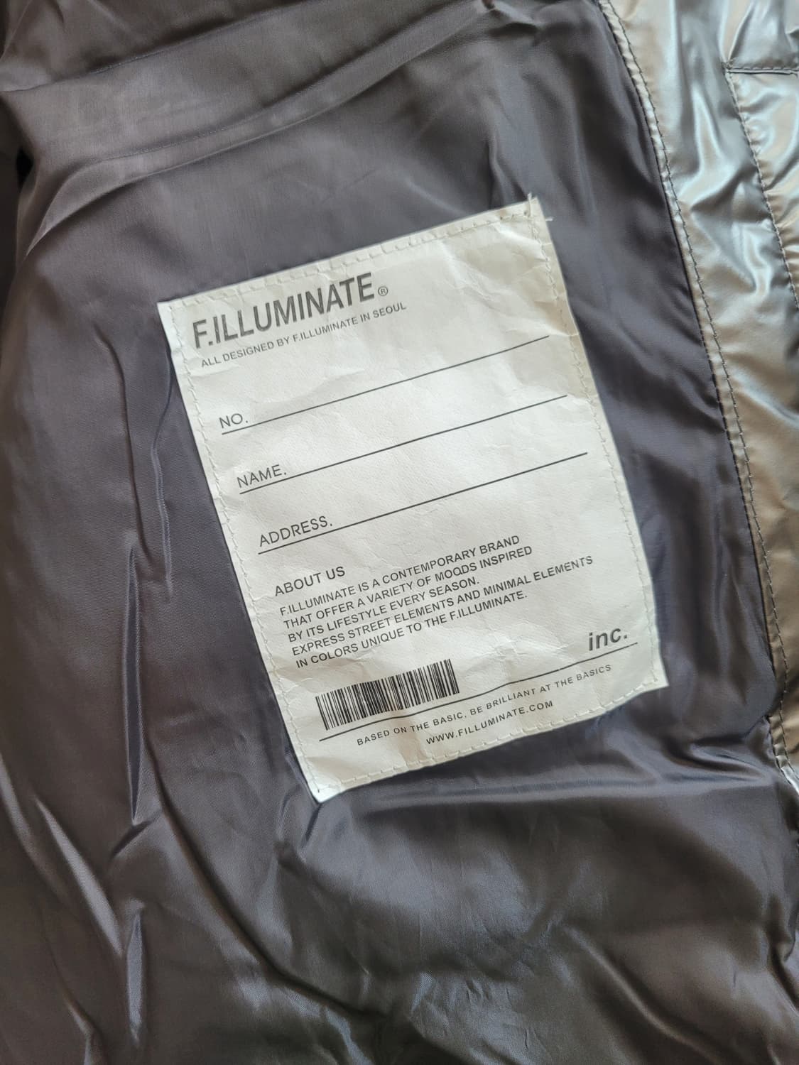 필루미네이트 글로시 레더 패딩 차콜 L 새상품 상품이미지5