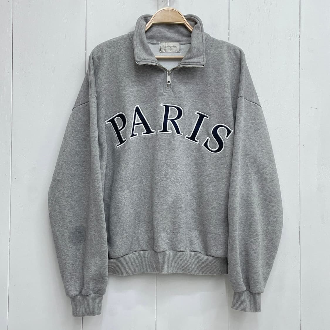 PARIS 자수 반집업 맨투맨 오버핏 상품이미지7