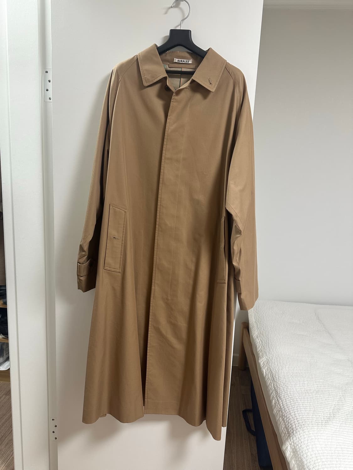 [4] 오라리 실크 개버딘 수티앵 칼라코트 - 베이지 상품이미지6