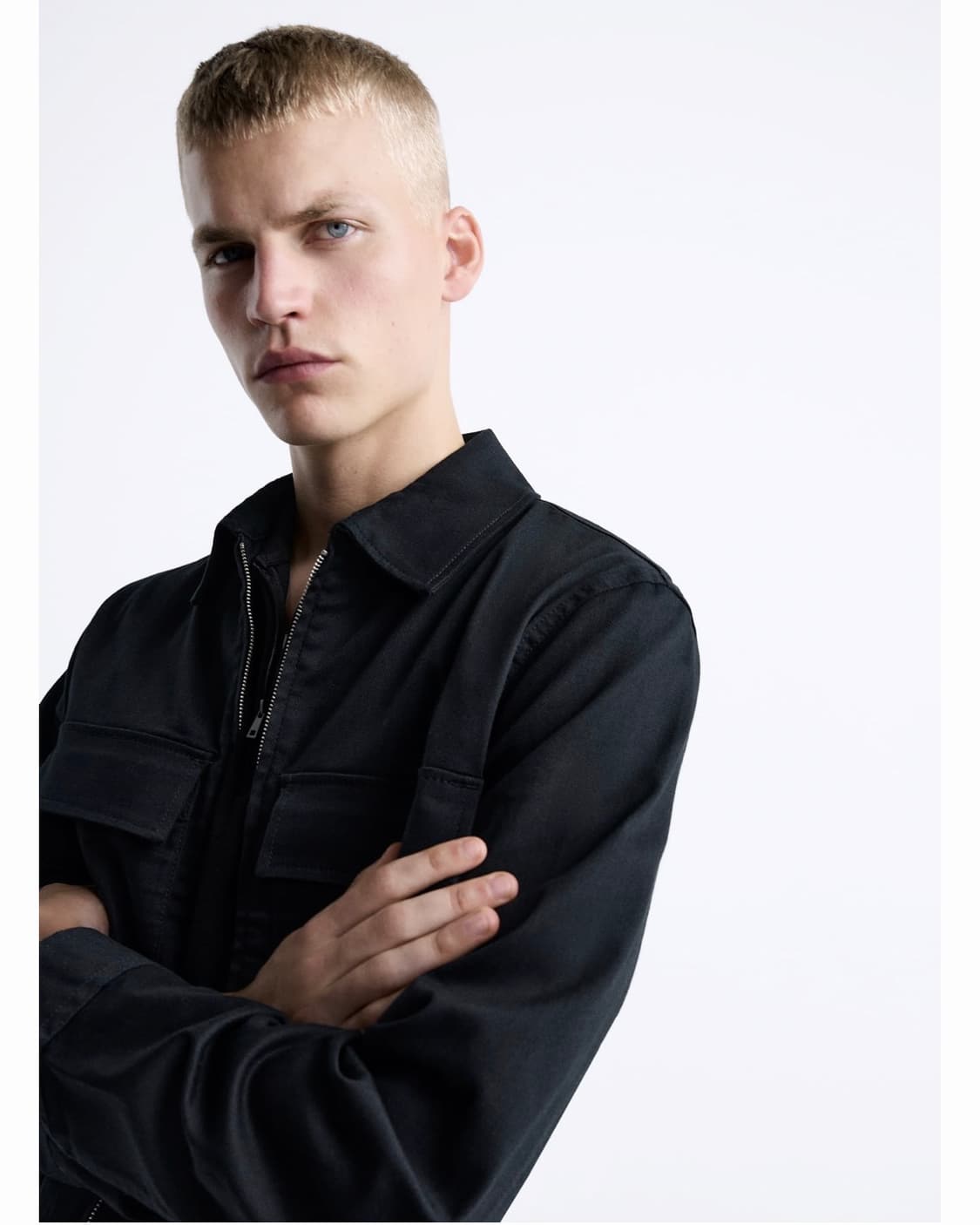 자라 유틸리티 포켓 오버핏 집업자켓 블랙 XL 상품이미지1