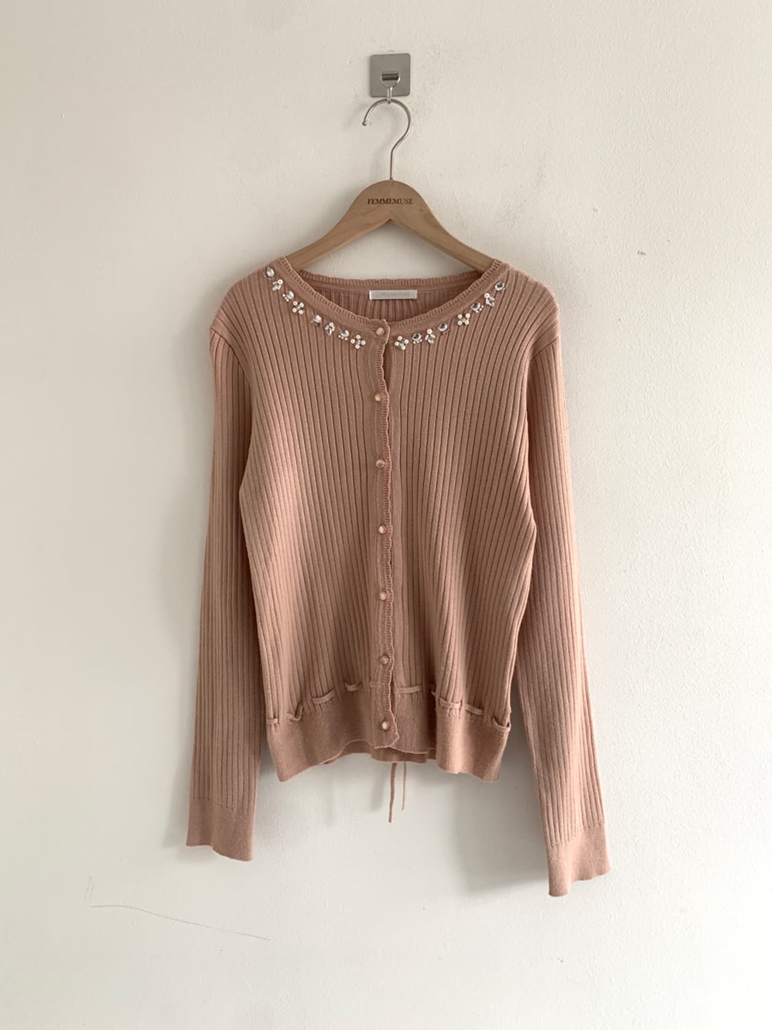 Flower Pearl Neck Cardigan 상품이미지1