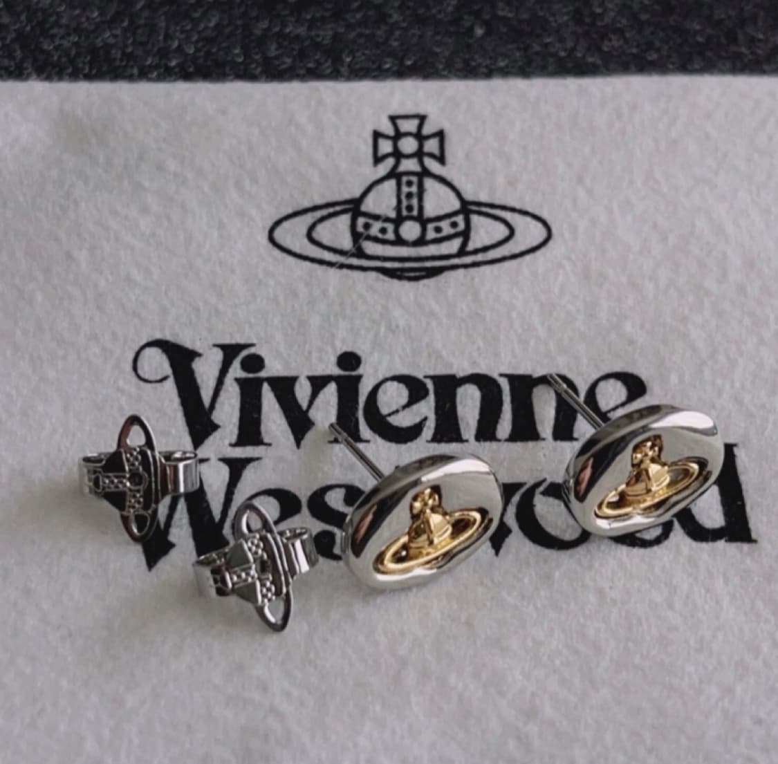 비비안 웨스트우드 아카이브 금장 orb 실버 이어링 귀걸이 상품이미지1
