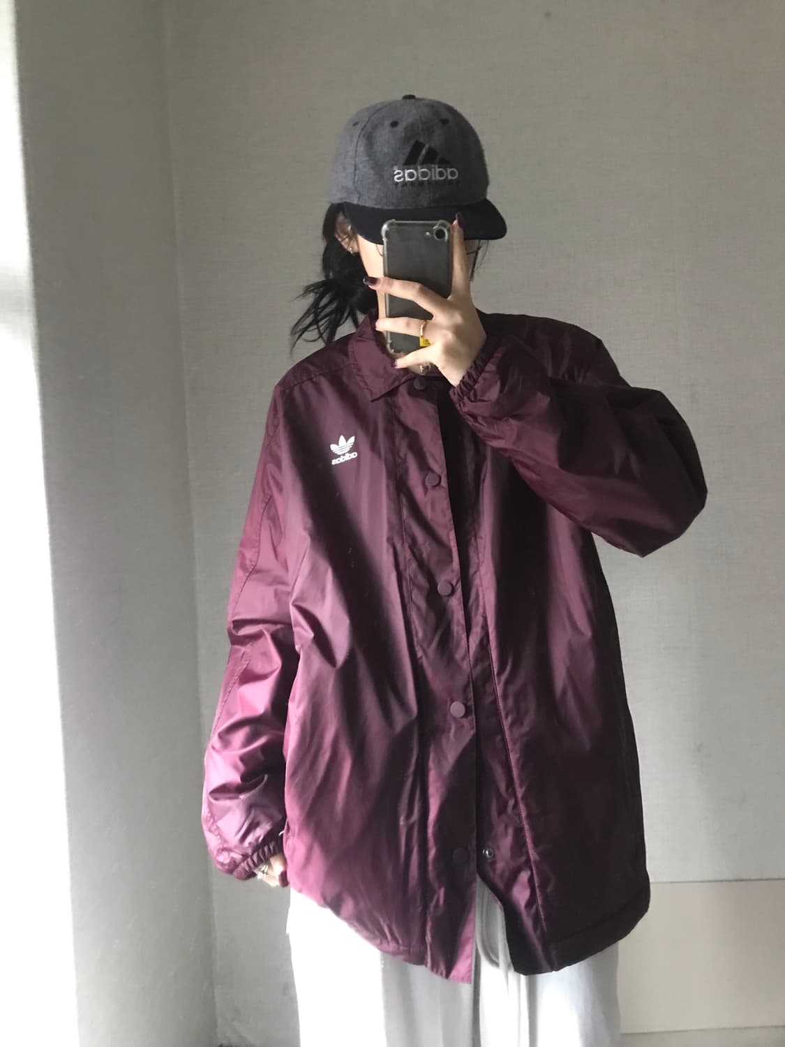 아디다스 버건디 코치 자켓 상품이미지4