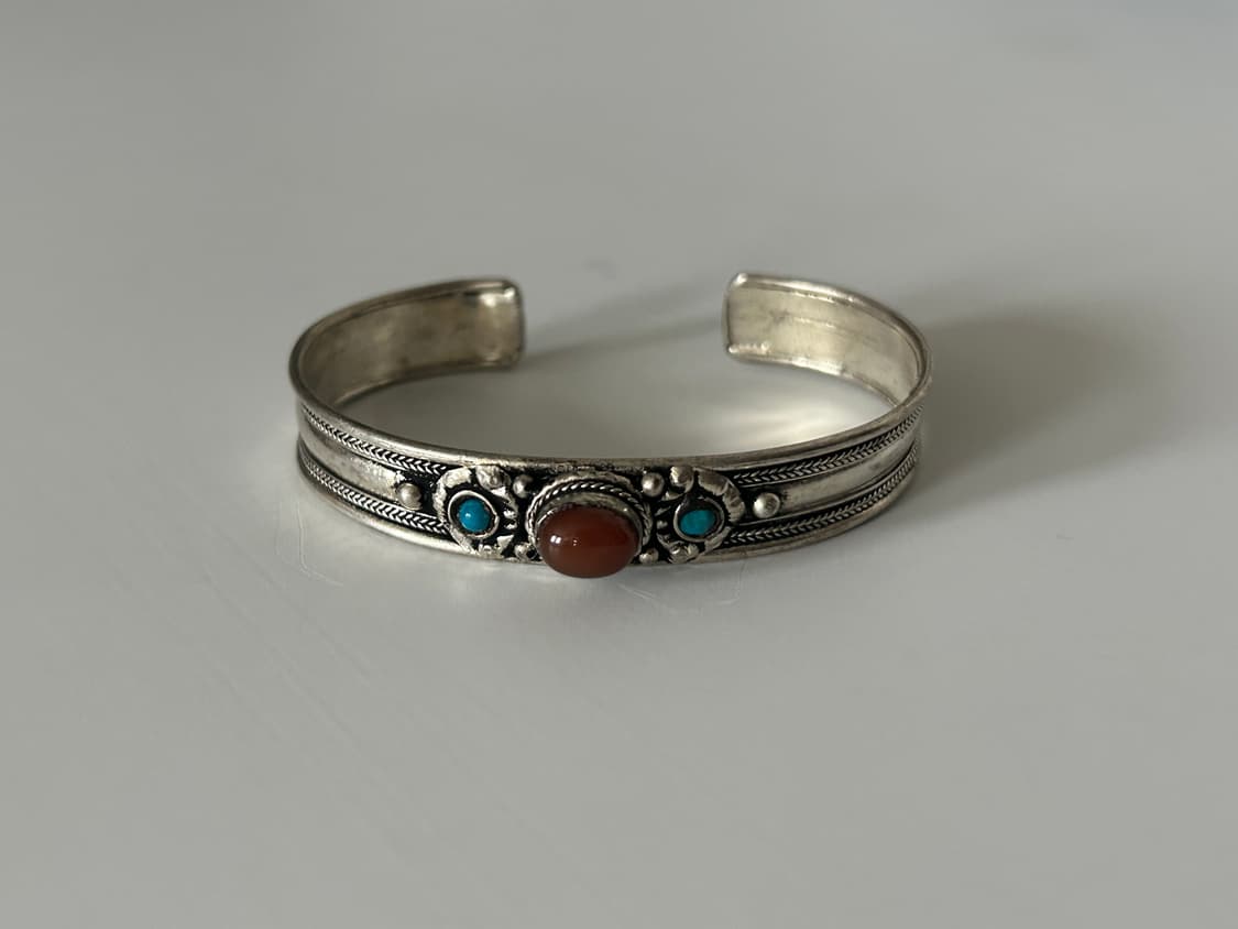 인도 빈티지 원석 메탈 뱅글 상품이미지4