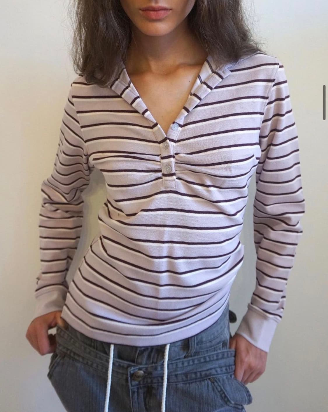 스컬프터 Shirring Tennis Shirt Lavender Stri 상품이미지1