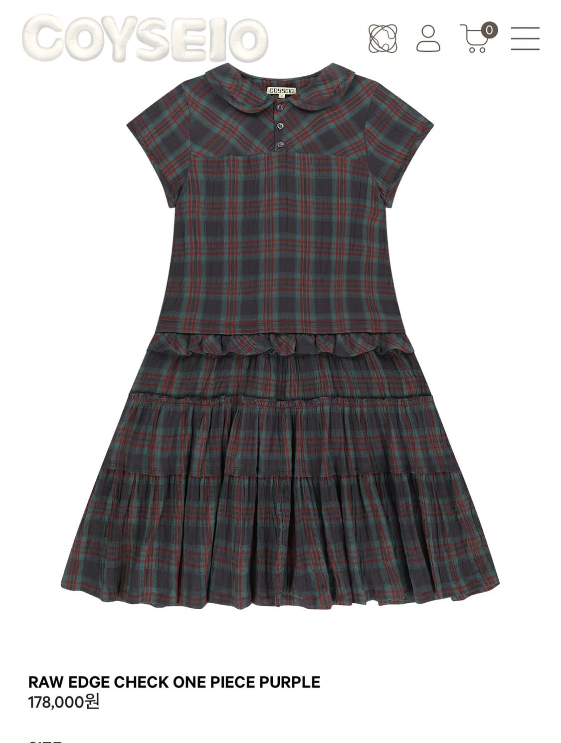 코이세이오 로 엣지 체크 원피스 퍼플 1사이즈 상품이미지1