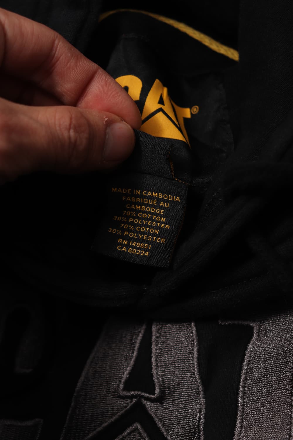 CAT 헤비 블랙 후드 티셔츠 size S 상품이미지5