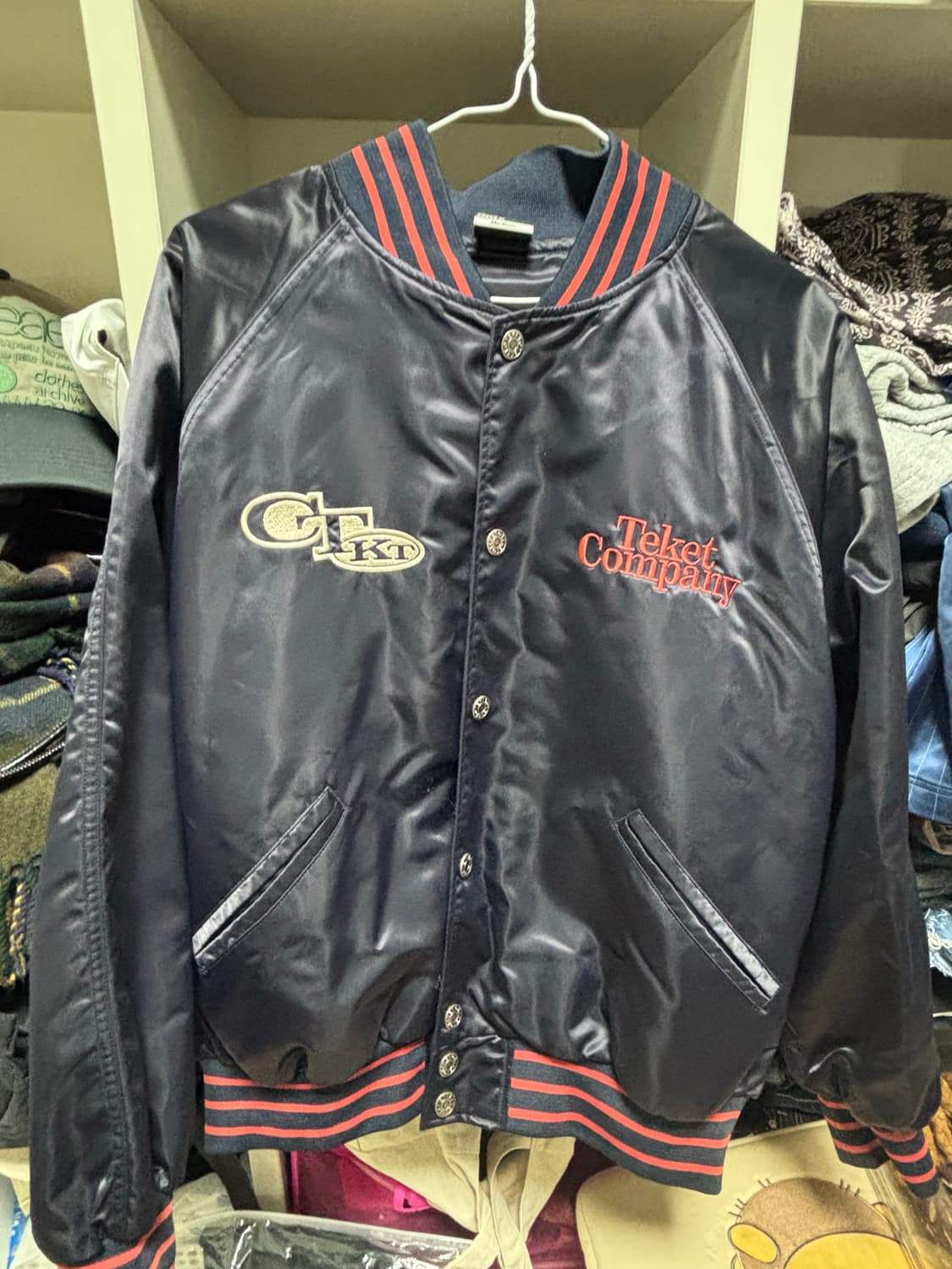 💙급처💙 Teket keyword satin jacket navy M 상품이미지3