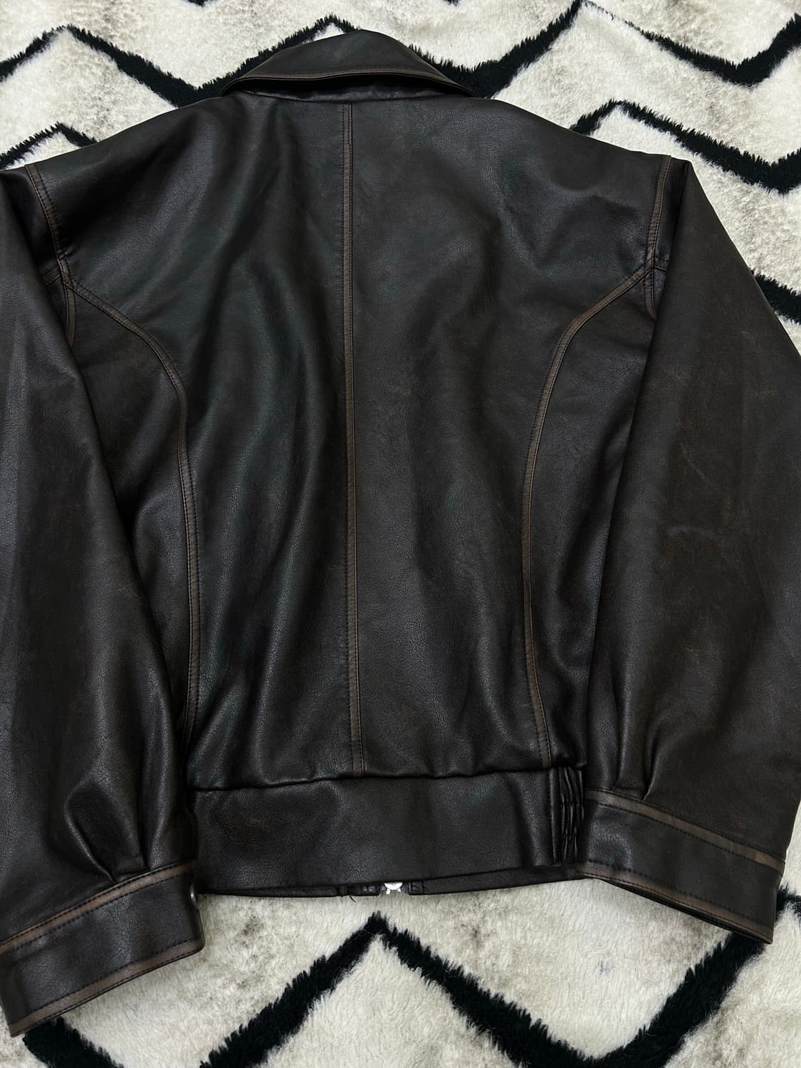 [os]원더원더 버핑레더 자켓/짙은브라운 상품이미지4