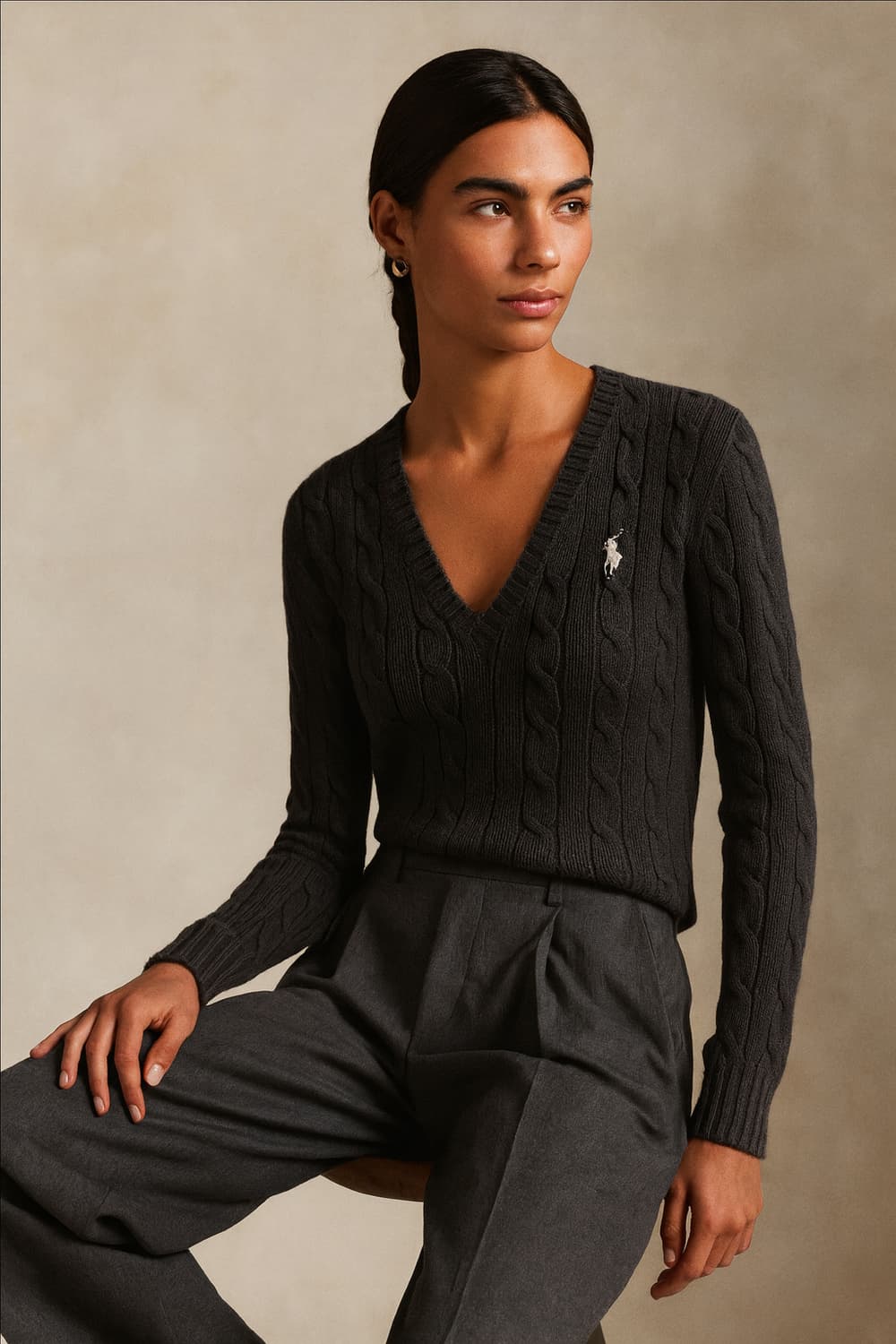 랄프로렌 블루포니 차콜 케이블 니트 L size 상품이미지2