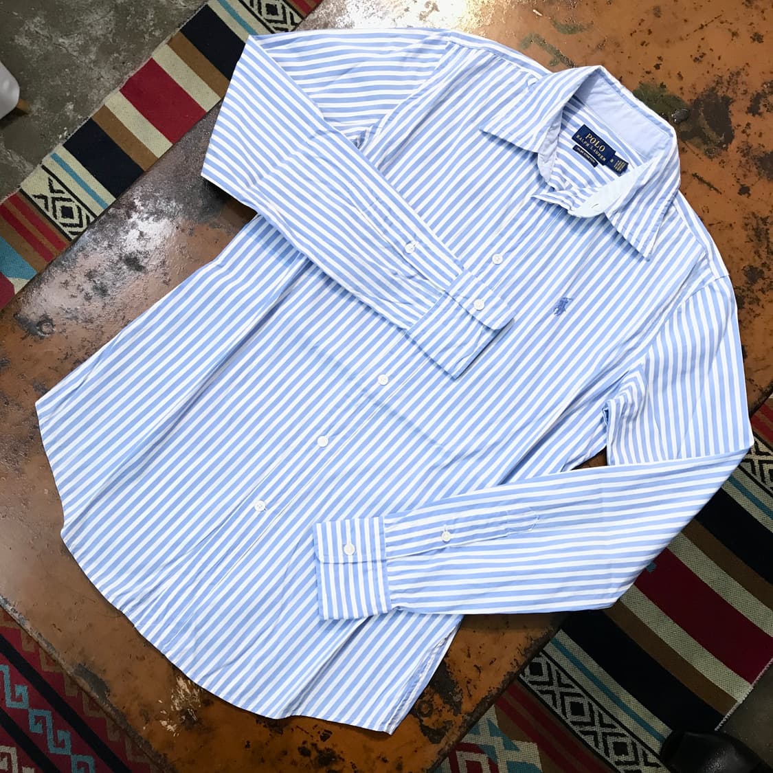 폴로랄프로렌 라이트 블루 스트라이프 코튼 셔츠 여성 55 사이즈 상품이미지2