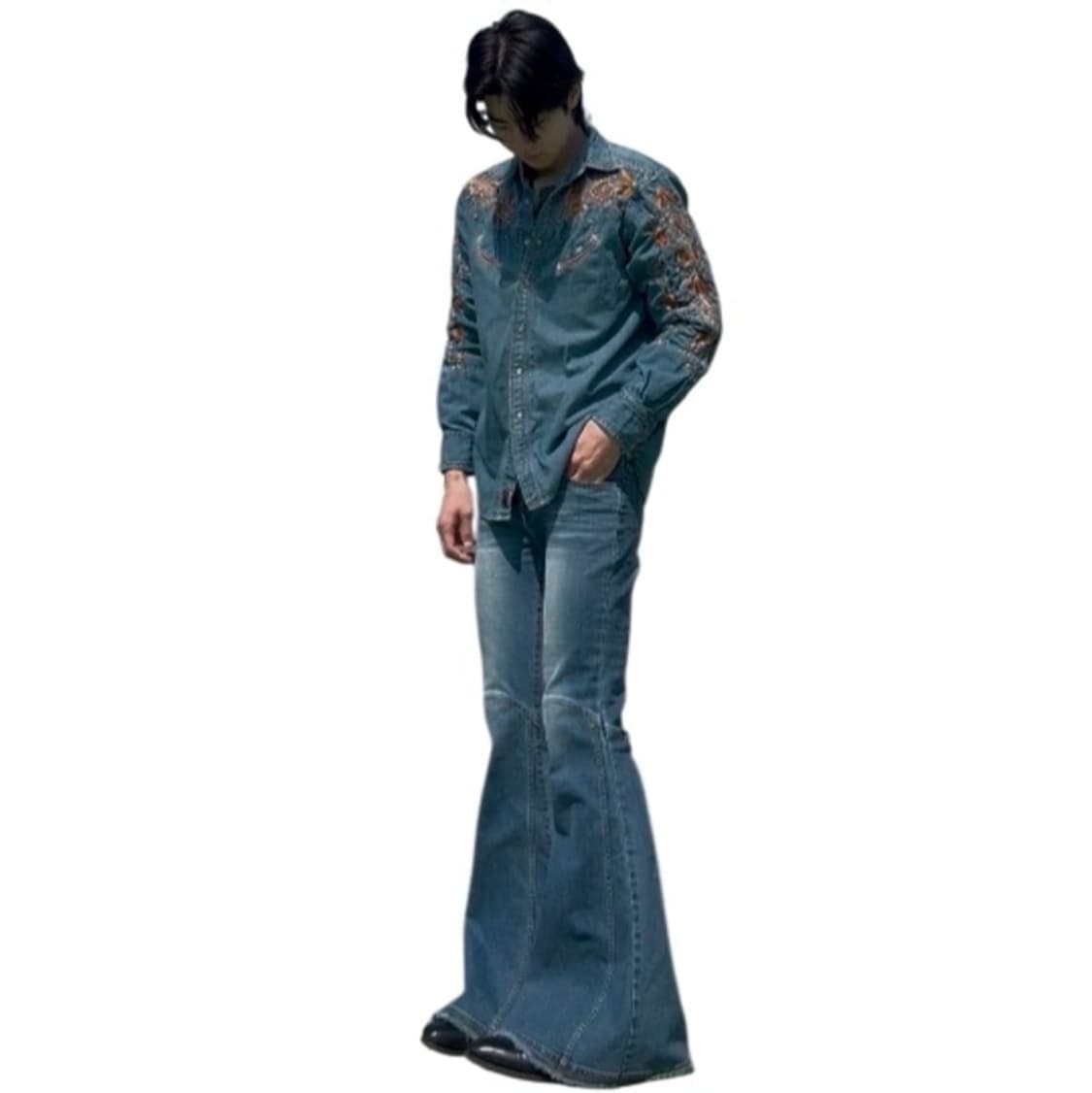 빈티지 빅 벨바텀 풀레어 데님팬츠 29 히피웨스턴 vkei 상품이미지2