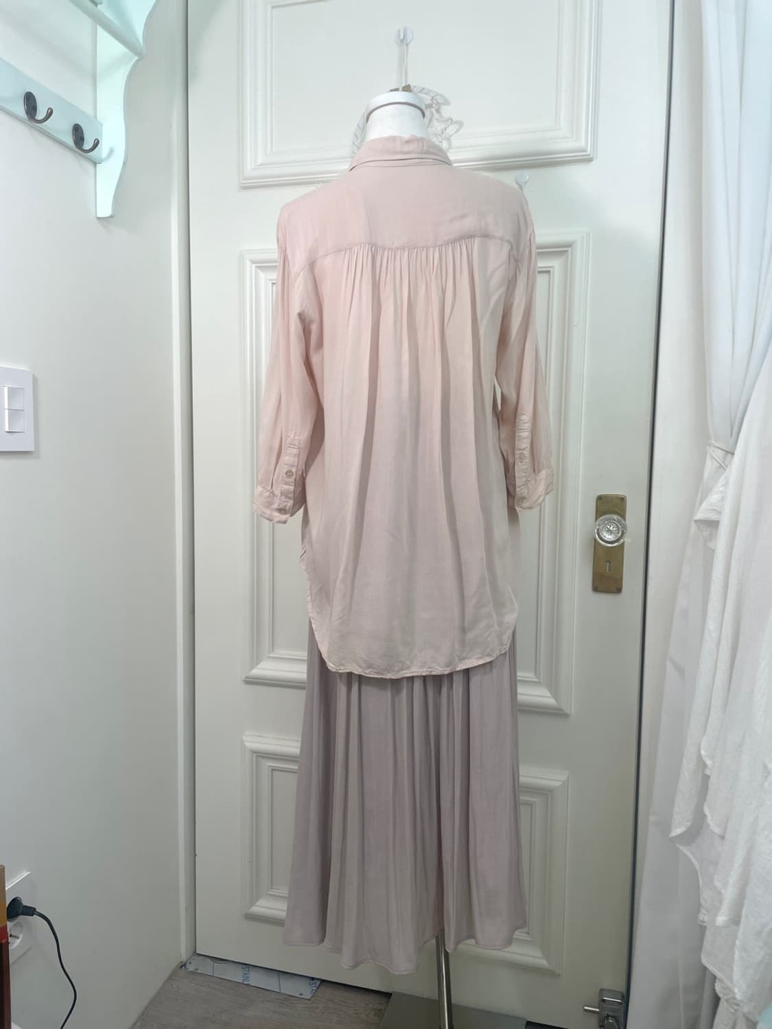 sheer pink pocket point summer blouse 상품이미지3