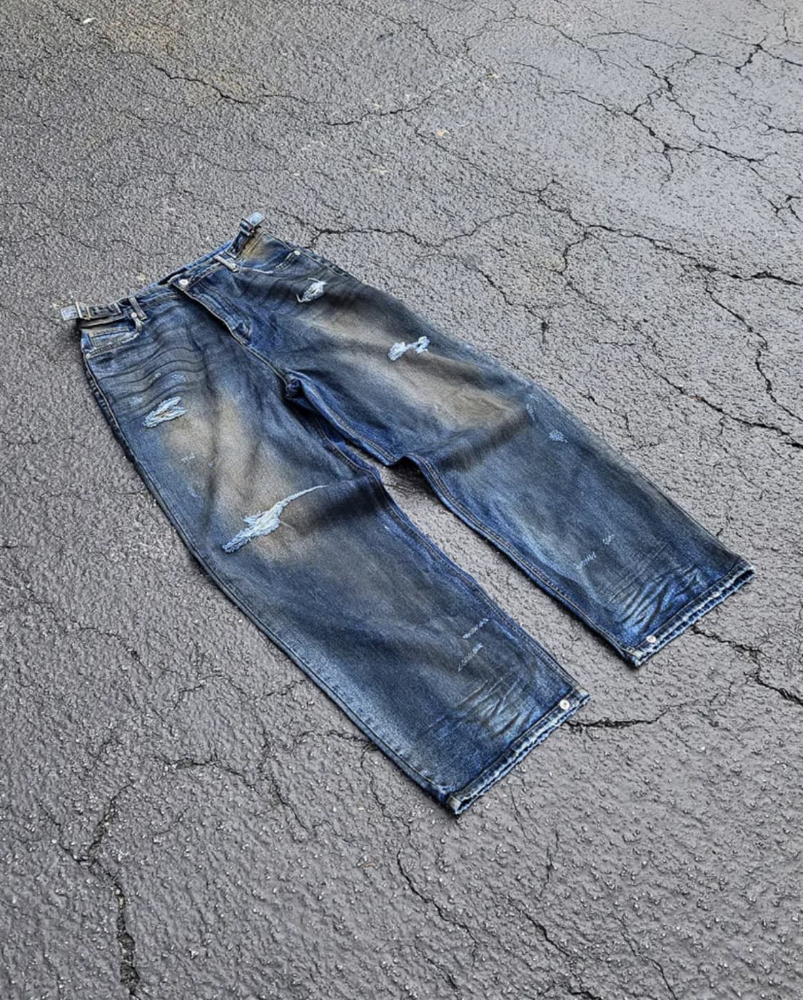 로어링라드 더티 워시드 와이드 데님 팬츠 청바지 M 상품이미지2