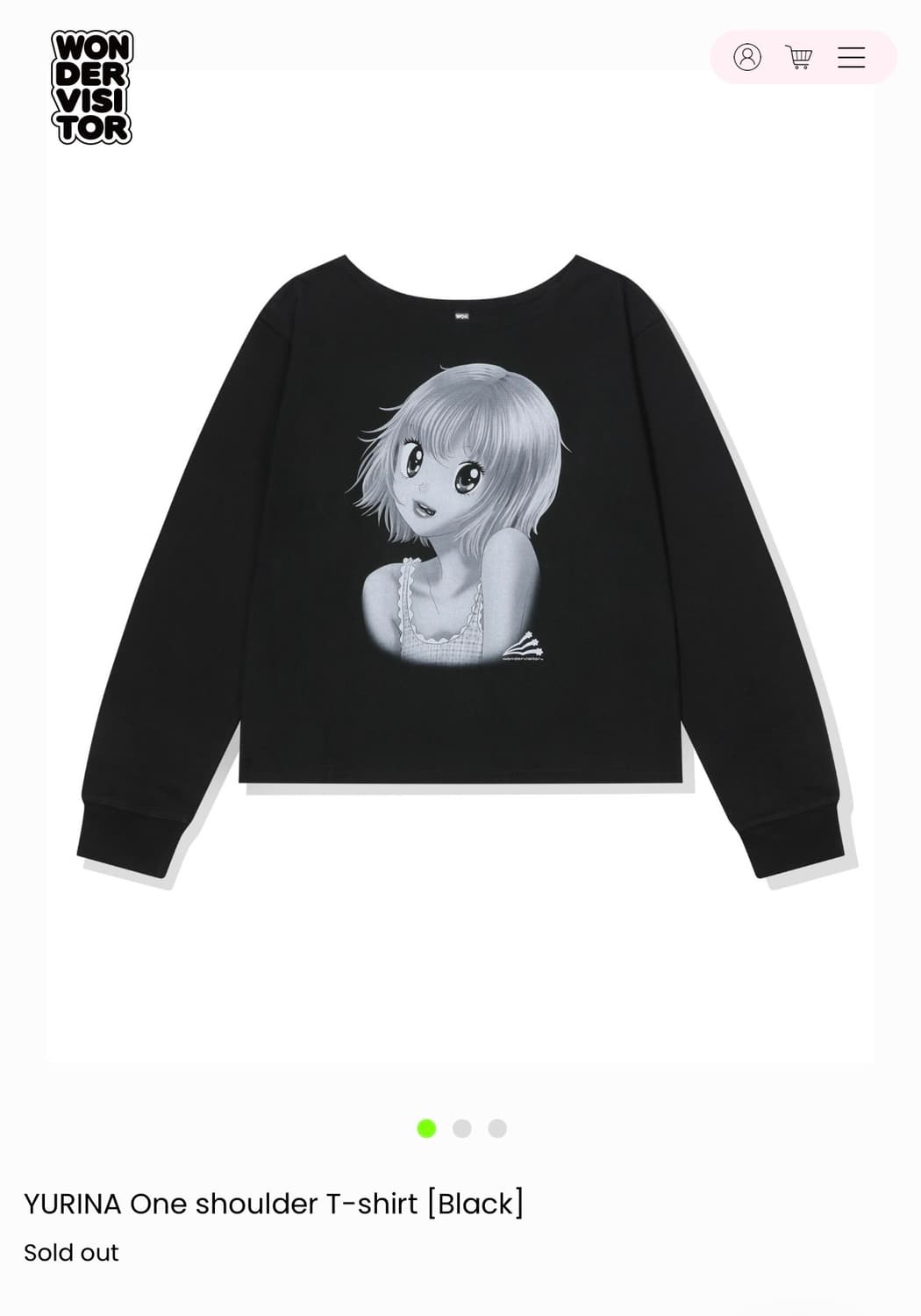 원더비지터 원숄더 티셔츠 블랙 상품이미지1