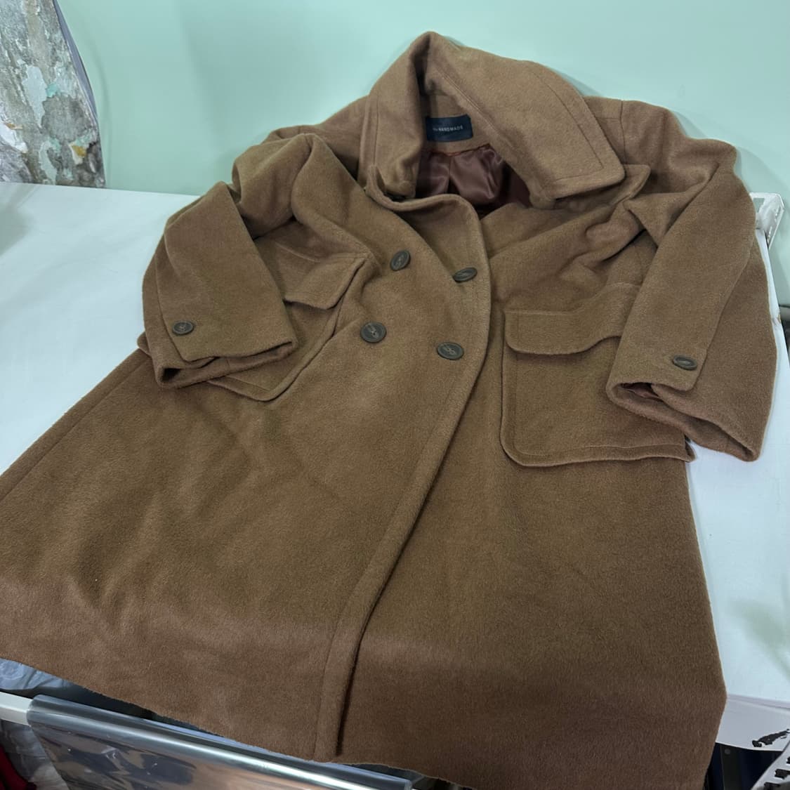 우먼XL 88 THE HANDMADE 베이지 루즈핏 더블 캐시미어코트 상품이미지4