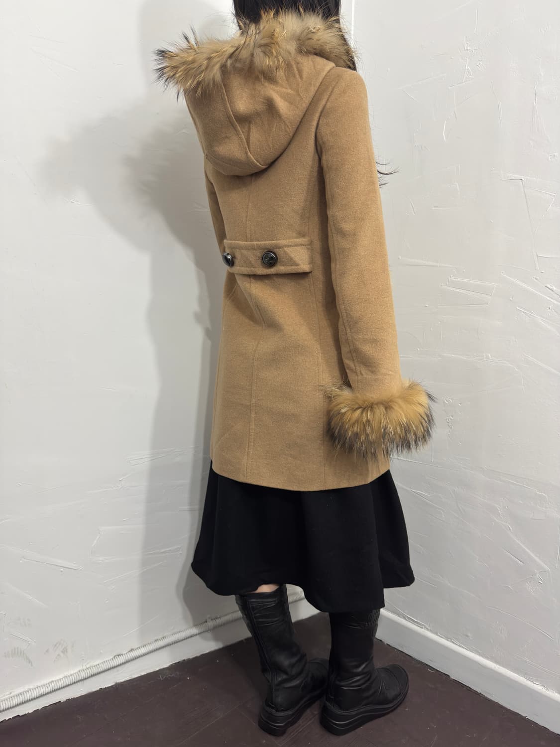 grace contental camel fur detail coat 상품이미지6
