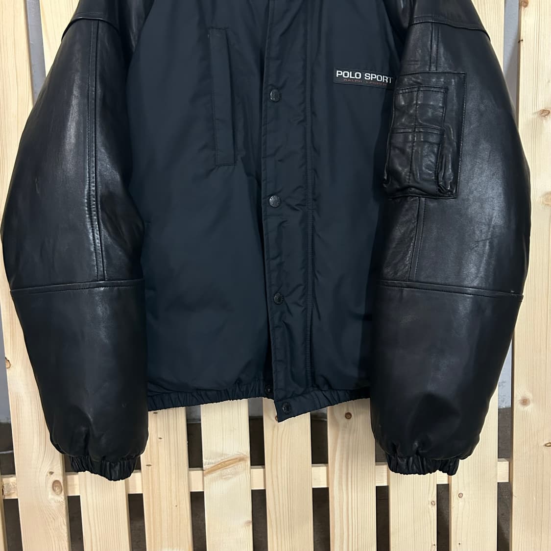 (M~L) 90s 폴로 스포츠 가죽 패딩 점퍼 상품이미지3