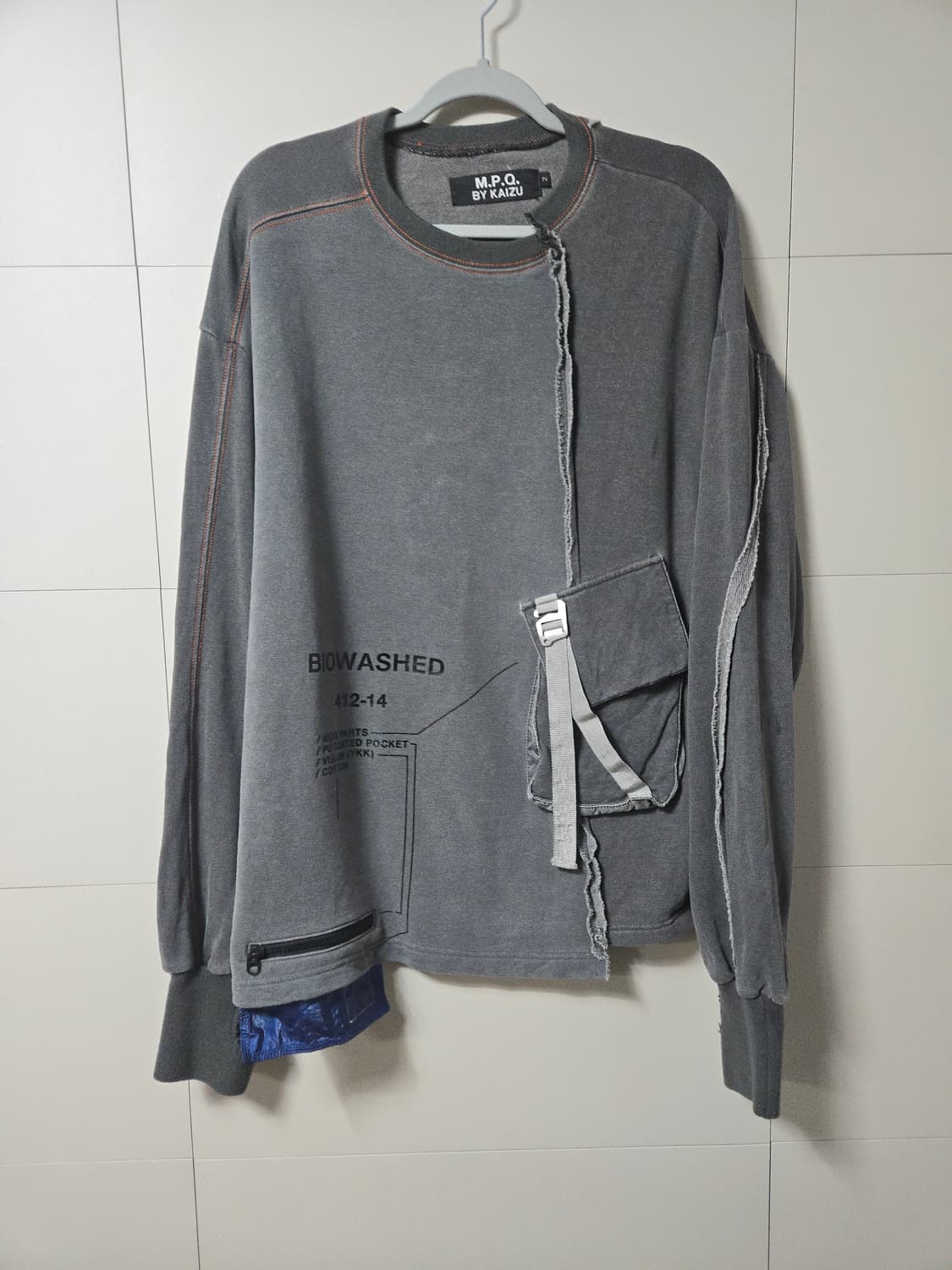 M.P.Q 피그먼트 원포켓 롱슬리브 오버사이즈 상품이미지1