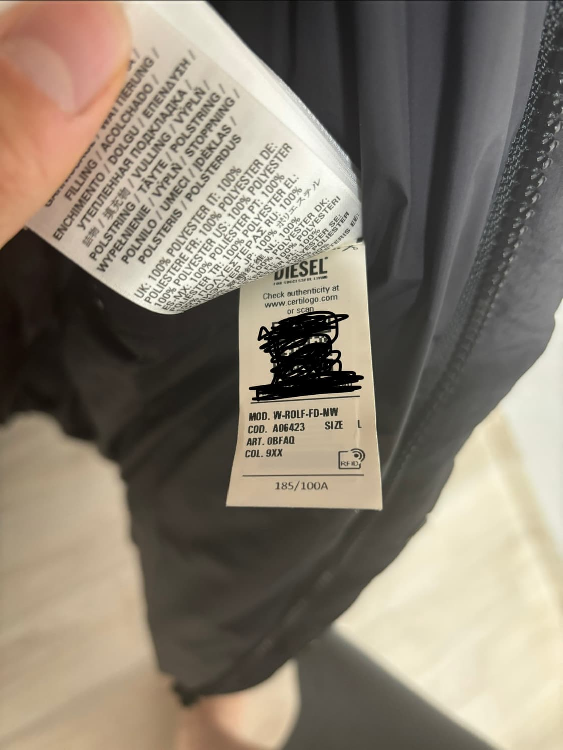디젤 롤프 패딩 L 상품이미지3