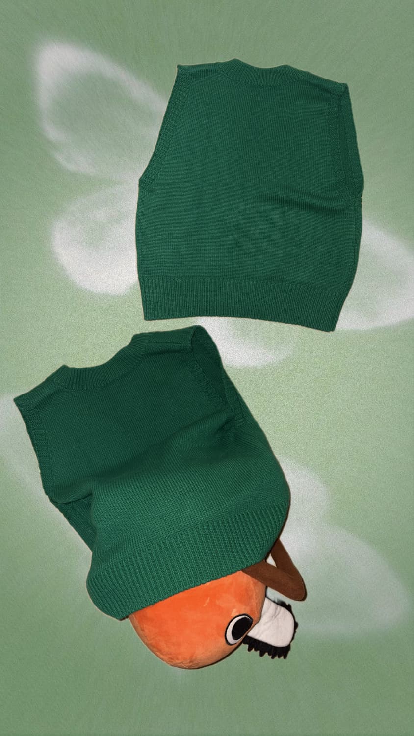 딥 그린 브이넥 니트 조끼 상품이미지2