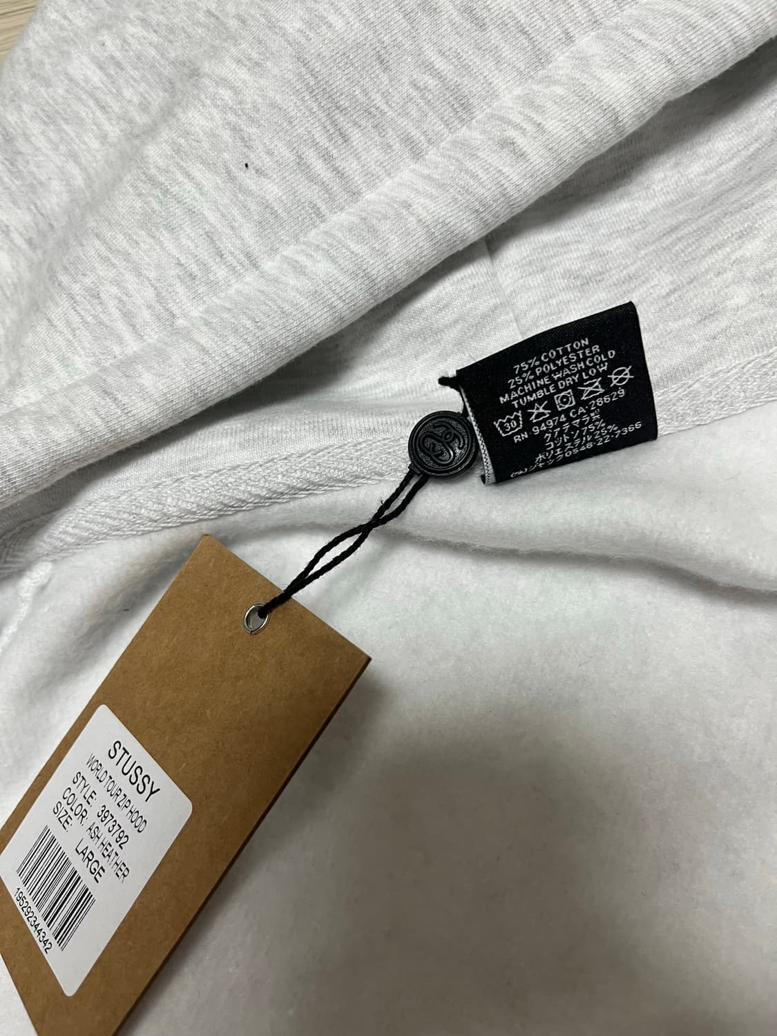 스투시 월드투어 후드집업 에쉬 헤더 상품이미지4