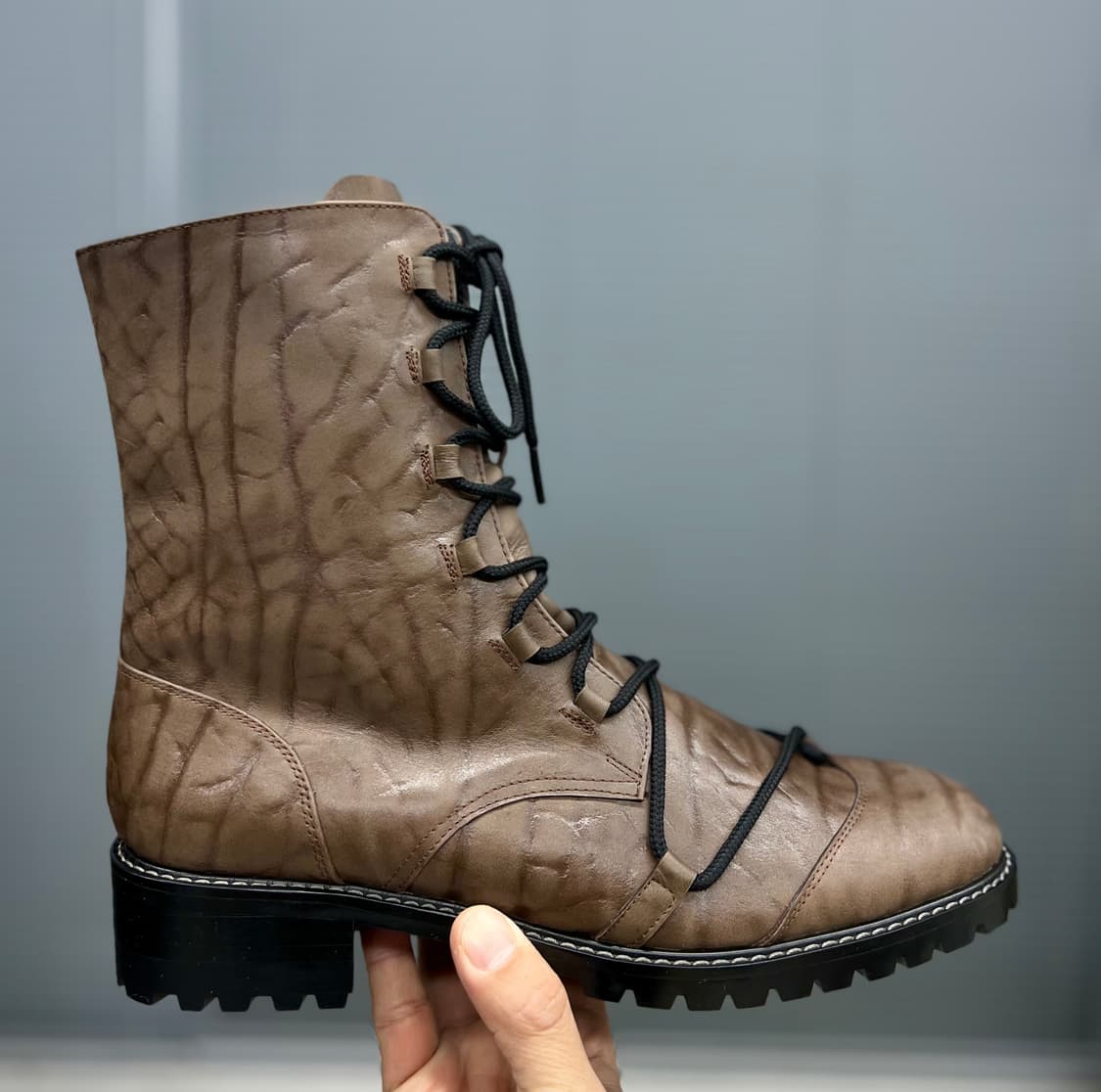 링클 포인트  레이스 업 가죽 부츠 270 상품이미지5
