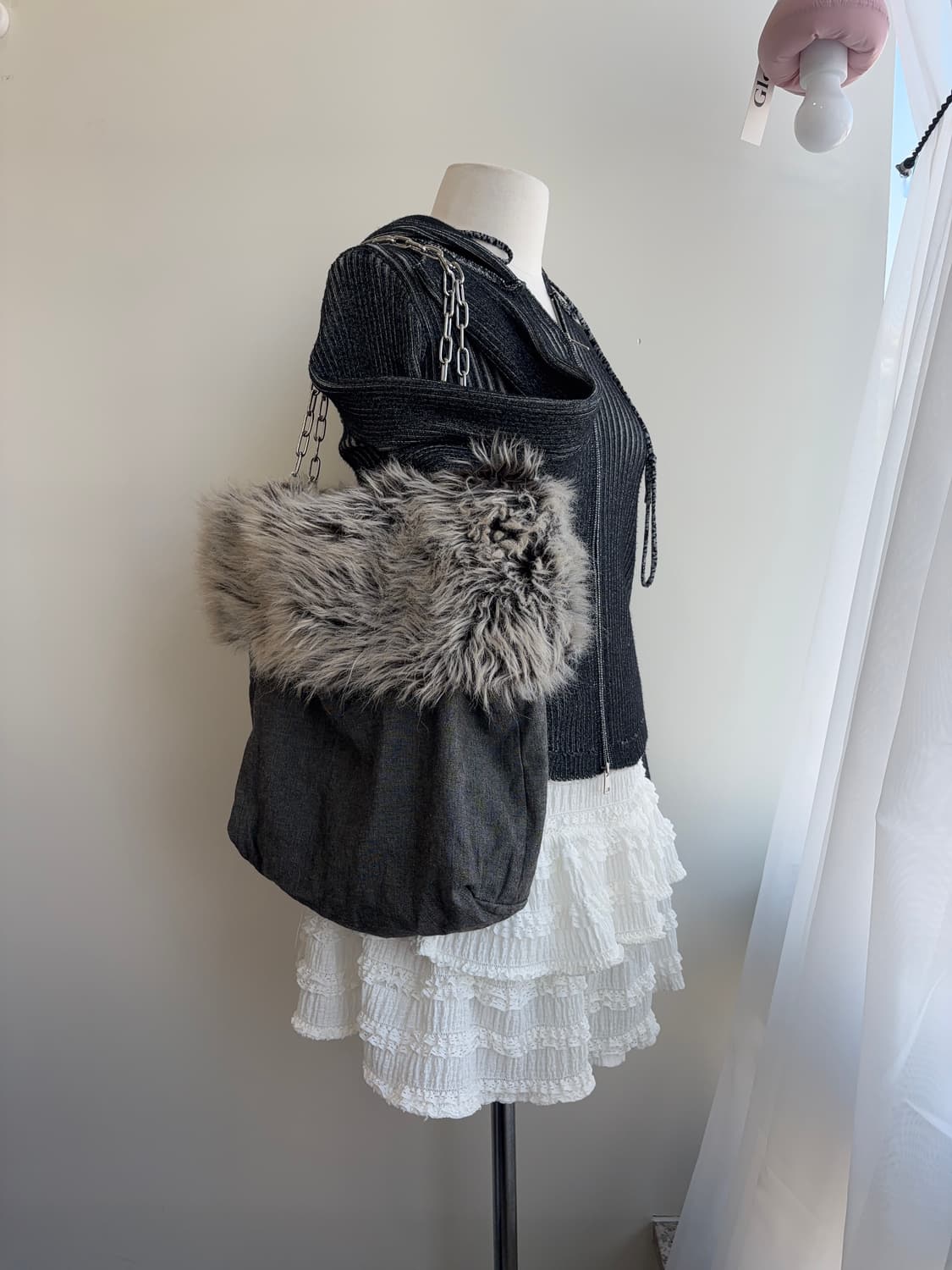 갸루 퍼 포인트 데님 체인 백 상품이미지6