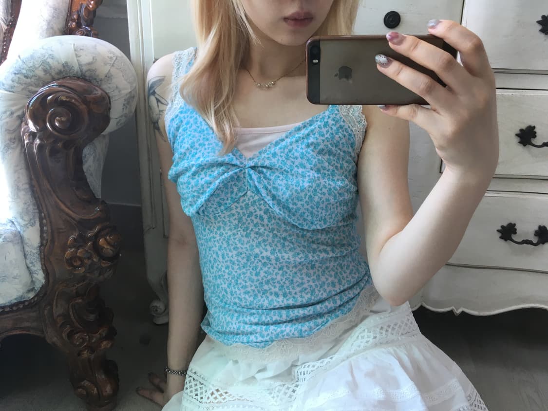 일본빈티지 페어리 하늘 레이스 나시 상품이미지3