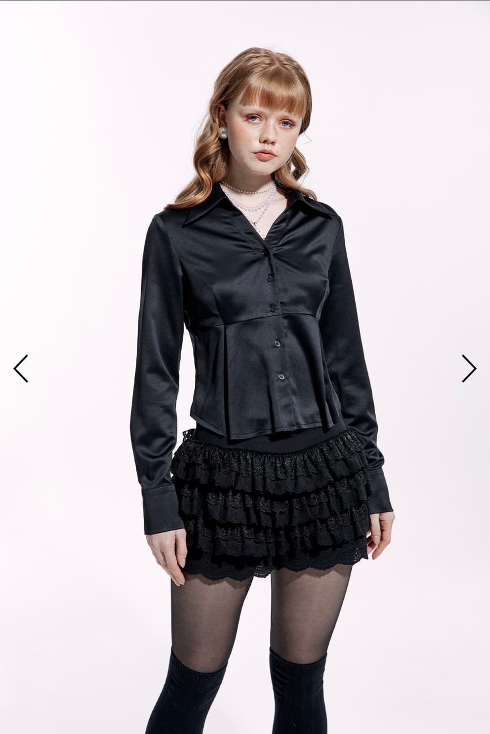 러프넥 레이스 튜튜 팬츠 스커트 블랙 상품이미지2